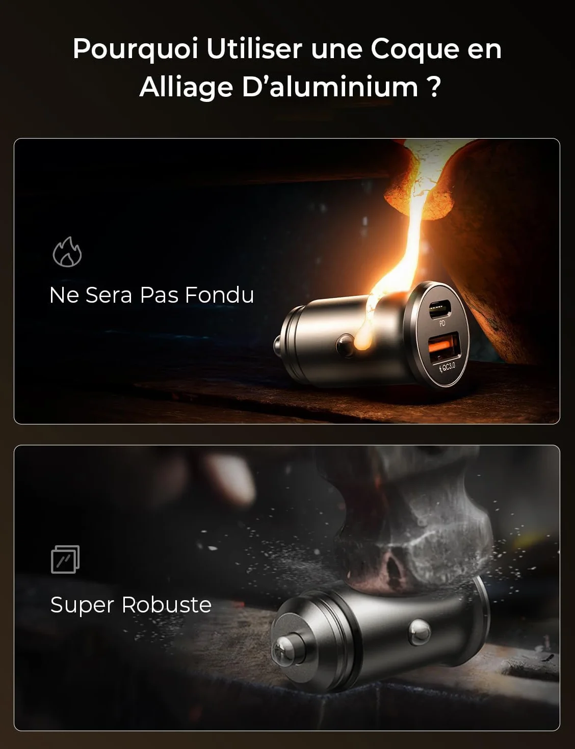 LISEN Chargeur Voiture USB C 54W+60W C-C Câble, Prise Allume Cigare 12V, Accessoire Voiture Interieur pour iPhone 17 Pro Max Galaxy S25