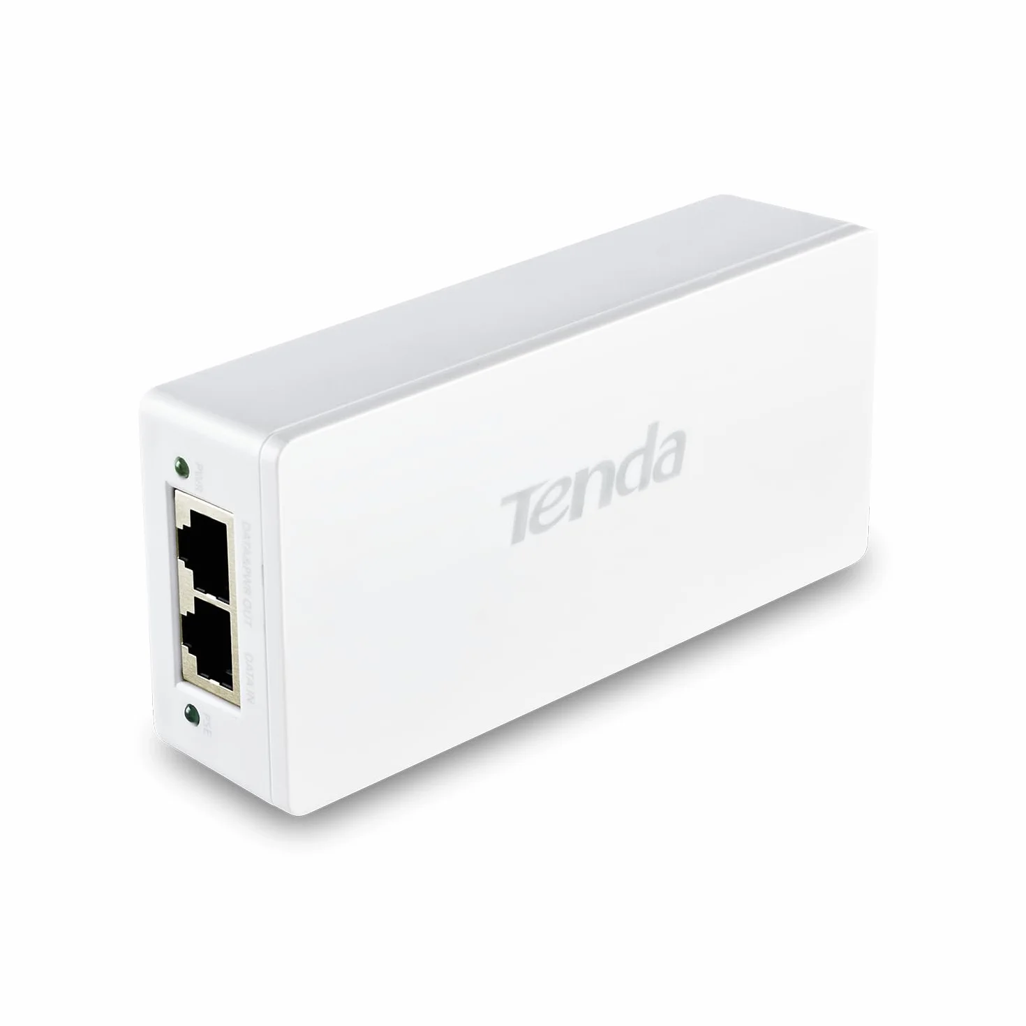 Tenda Gigabitowy Injector PoE, Injector PoE+ IEEE 802.3af/at, Do 30 W, Zasięg do 100 m, Plug & Play, Biały (PoE30G-AT)