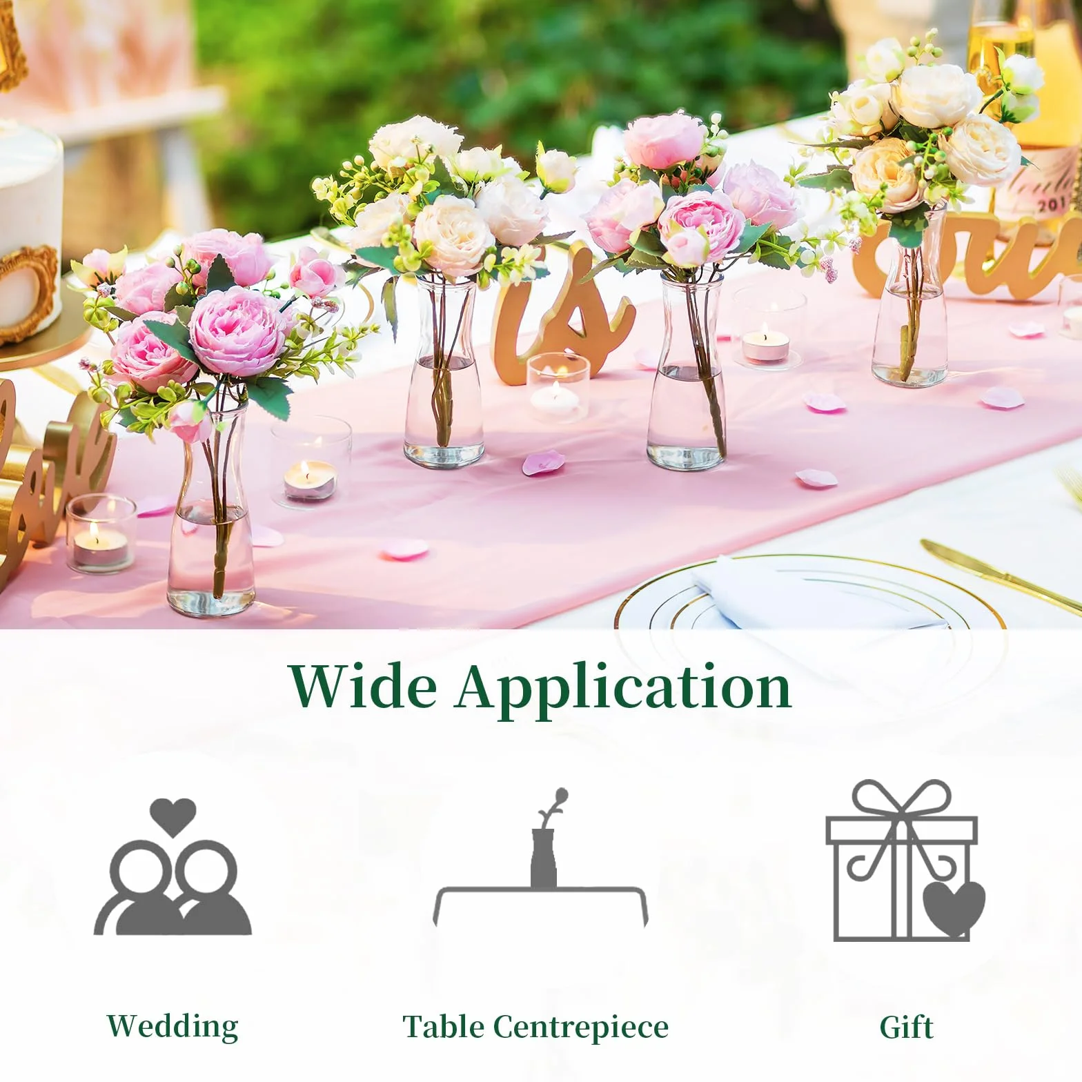 Hewory Petites Vases pour Décoration de Table de Mariage : Lot de 12 Vases en Verre Petites Vases de Table pour Décoration de Mariage - Vase à Fleurs en Verre Moderne Petites Vases en Verre Fines pour