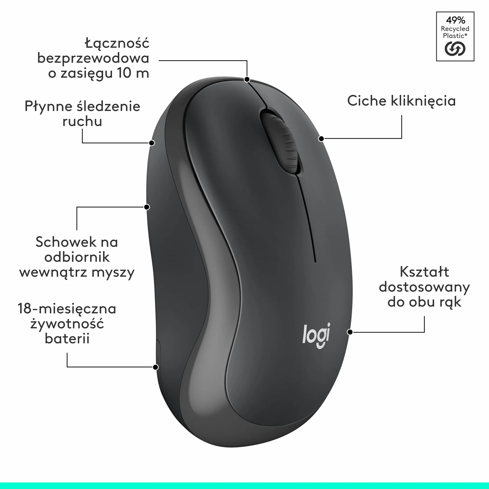 Logitech MK295 Silent, zestaw myszy i klawiatury z technologią SilentTouch, pełną klawiaturą num., zaaw. czujnikiem opt., łącznością bezprzew. bez opóźnień, 90% cichszą pracą, QWERTY US Intl - Szary