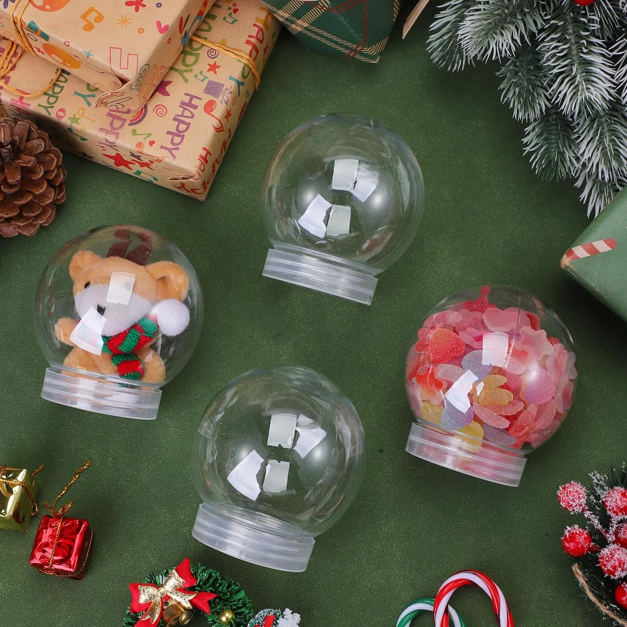 Amosfun Lot de 10 Boules À Neige Transparentes Rondes en Plastique 8.7Cm pour Bricolage De NoëL DéCoration Personnalisable avec Surface Lisse Et Facile À Nettoyer