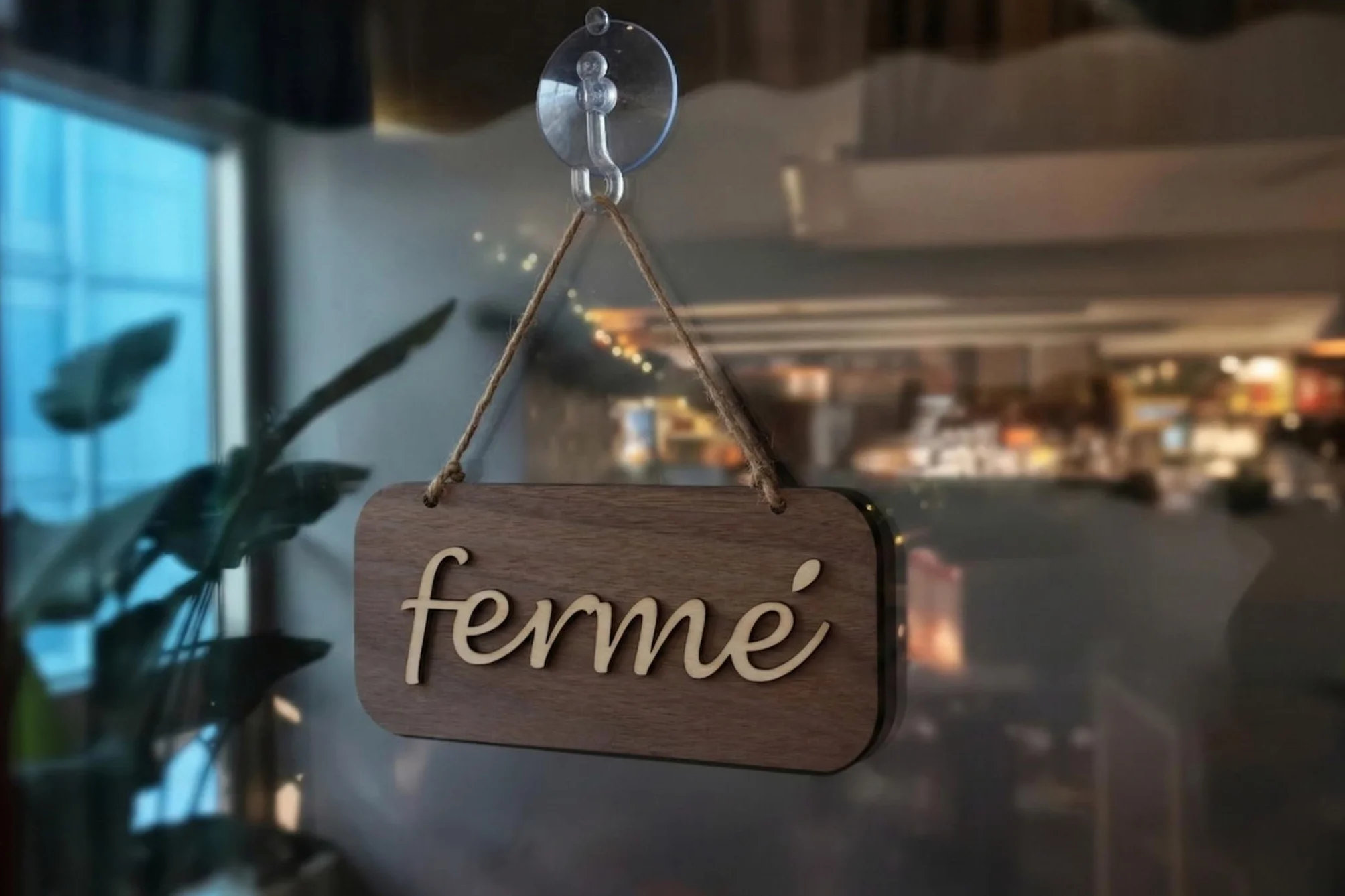 Panneau Ouvert Fermé Magasin Bois Design Original Fait Main Ventouse Incluse Porte Vitrine
