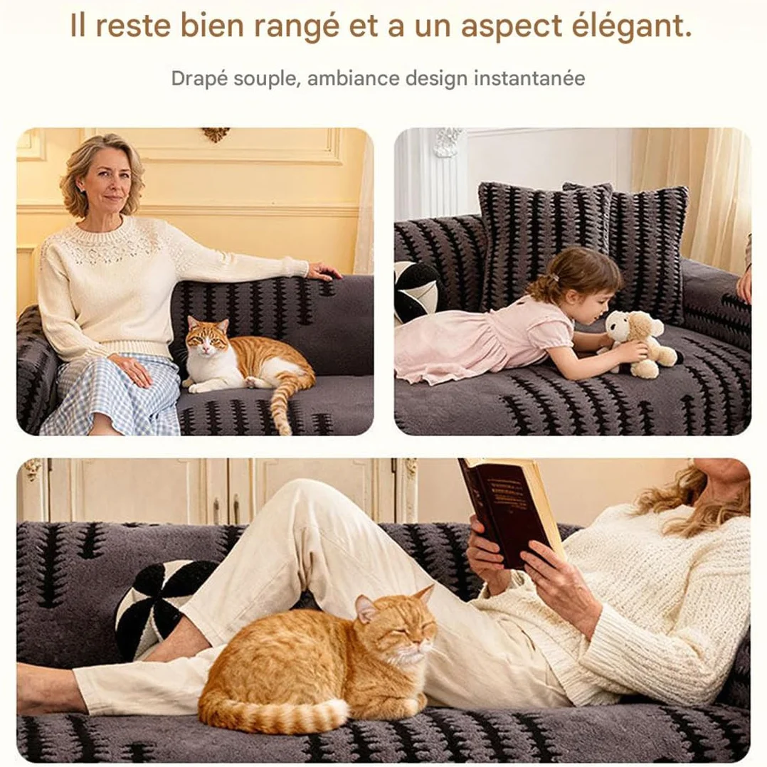 Housse de Canapé Douce Antidérapante en Peluche, Protection Canapé Chien Extensible 180 x 150 cm