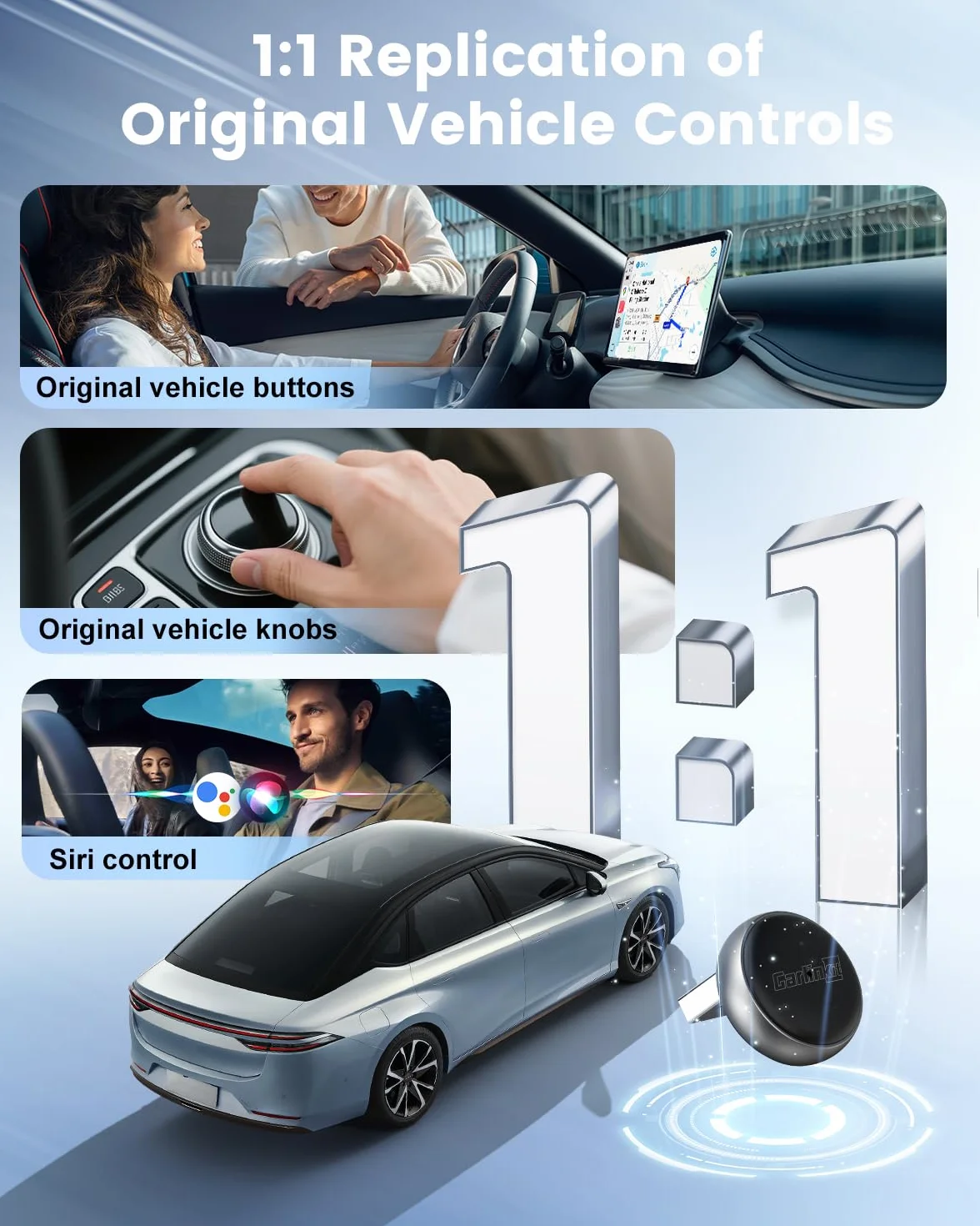 CarlinKit MINI Ultra3 Najnowszy bezprzewodowy adapter CarPlay i Android Auto, umożliwiający szybkie połączenie przewodowe z bezprzewodowym, kompatybilny z systemami iOS 10+ i Android 11.0+.