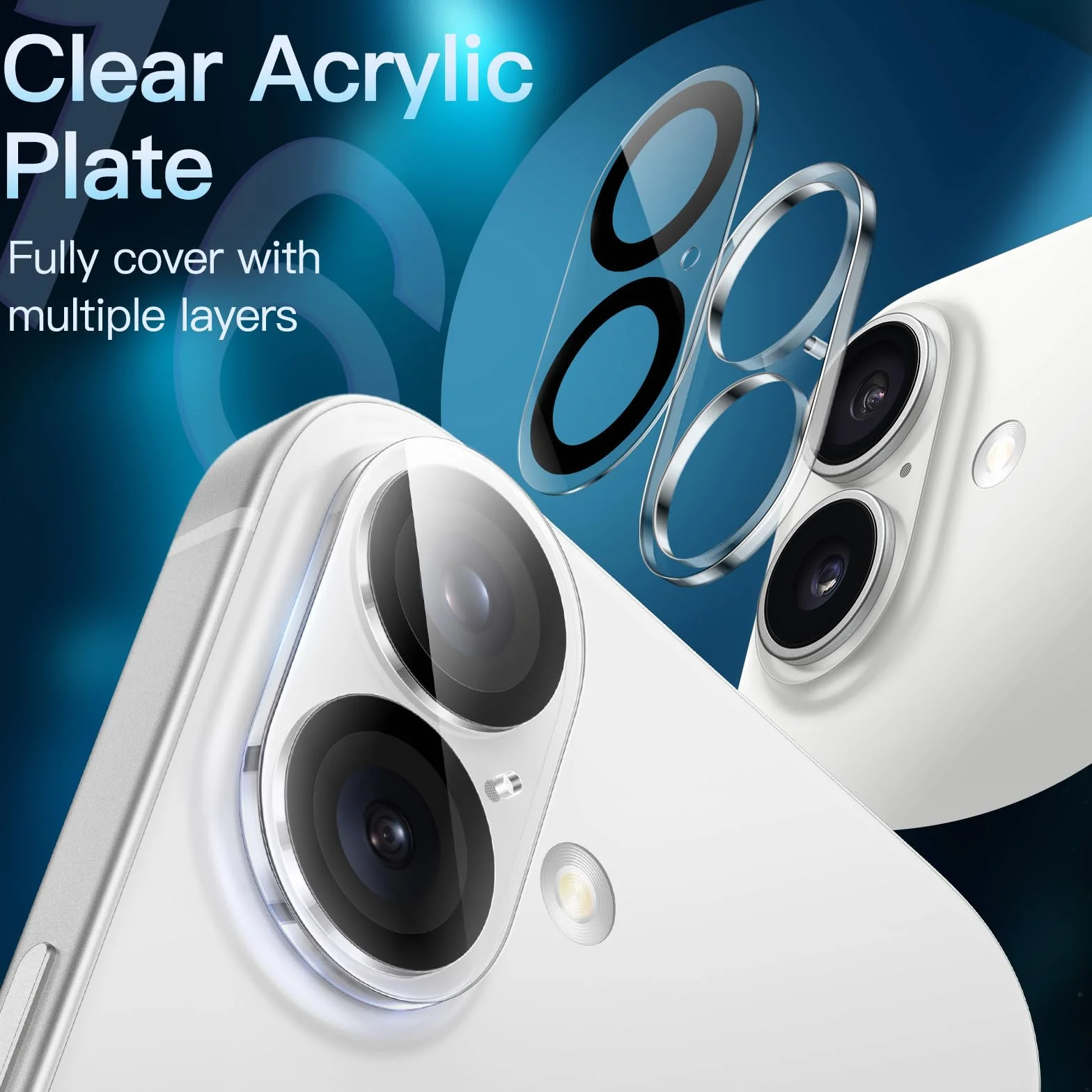 JETech Osłona Obiektywu Aparatu dla iPhone 16 6,1 Cala i iPhone 16 Plus 6,7 Cala, 9H Szkło Hartowane, Antyzarysowania, Nie Wpływa na Nocne Zdjęcia, HD Przejaśniać, 3 Sztuki
