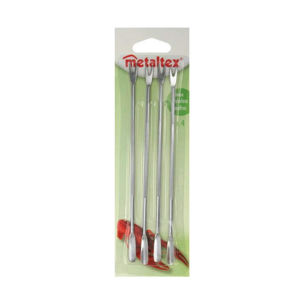 Metaltex Lot de 4 fourchettes à Homard en Acier Inoxydable Argenté 18 cm