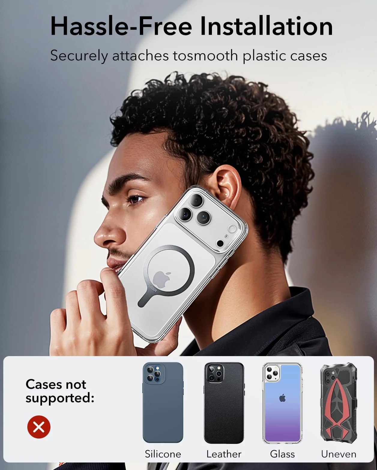 ESR MagSafe MagSafe MagSafe, metalowy pierścień magnetyczny do etui na telefon, uniwersalny zestaw do konwersji ładowarki bezprzewodowej do iPhone'a 17/16/16e/15,/Galaxy S25/Google Pixel 10