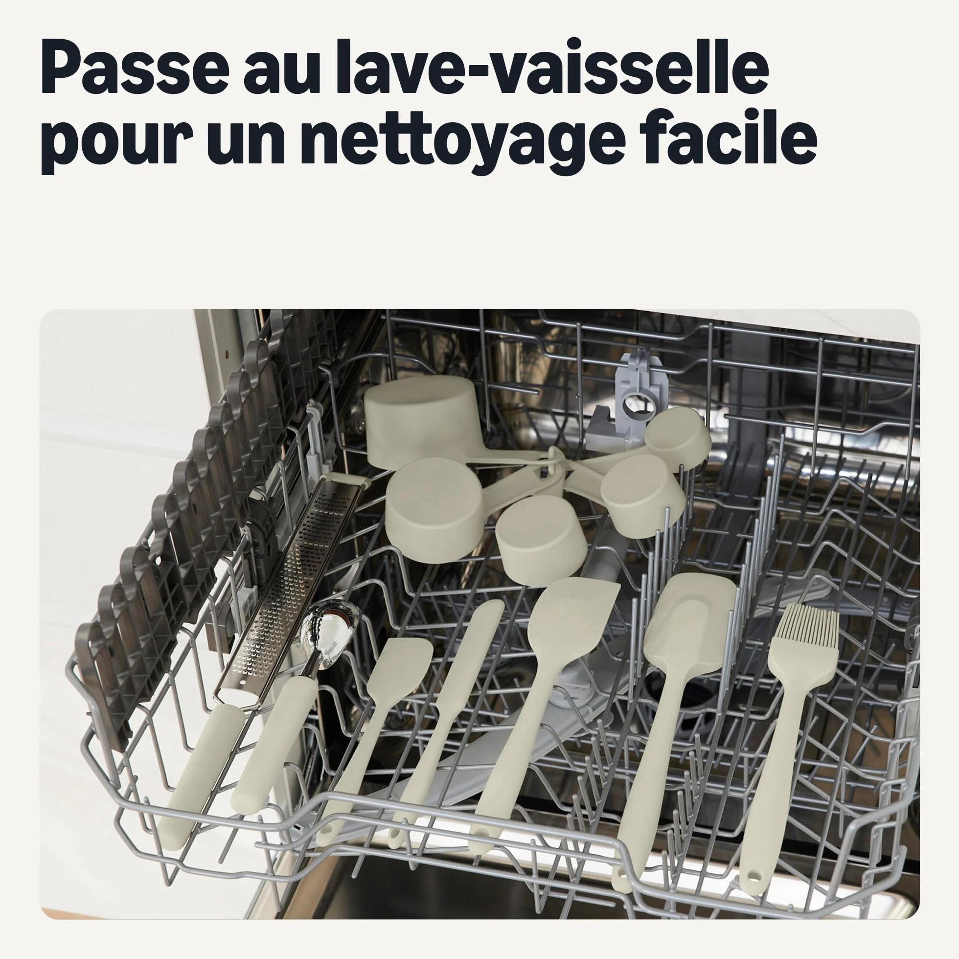 Amazon Basics Tasses et Cuillères à Mesurer, Lot de 10 Pièces, Gris Lin