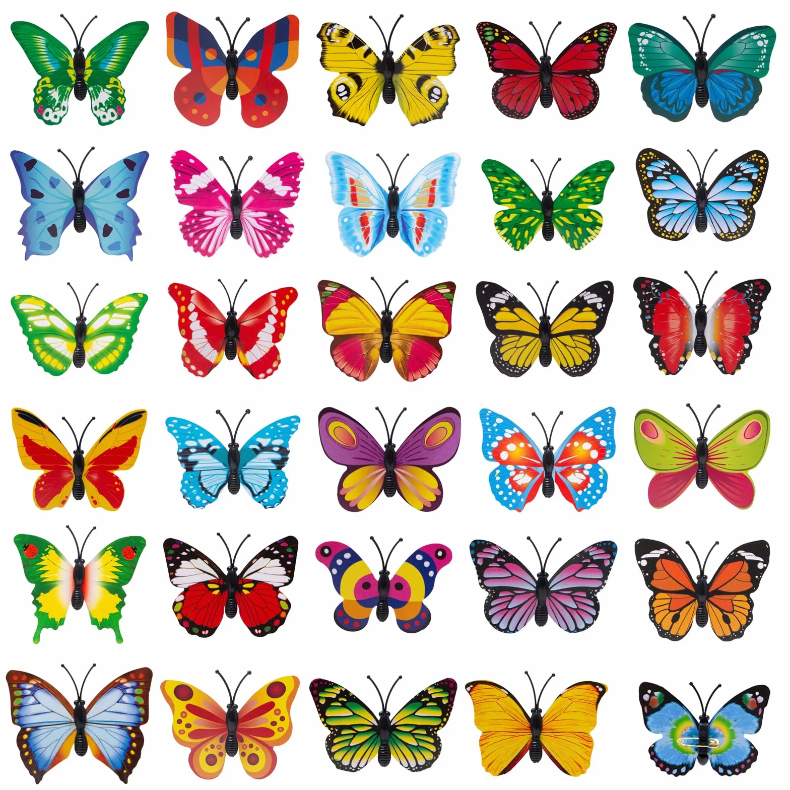 Papillons Décoratifs 6cm Lot de 100 PVC 3D Colorés pour Décoration Vêtements Sacs Rideaux