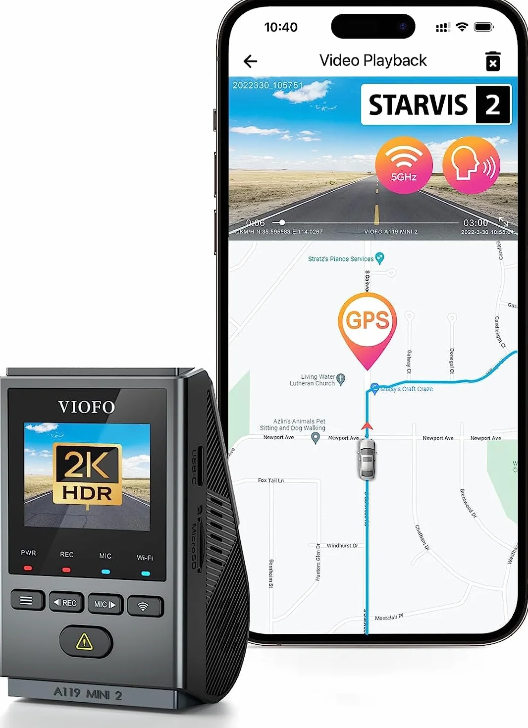 Video rejestrator samochodowy Viofo A119 MINI 2 2,5K GPS+ZESTAW AKCESORIÓW