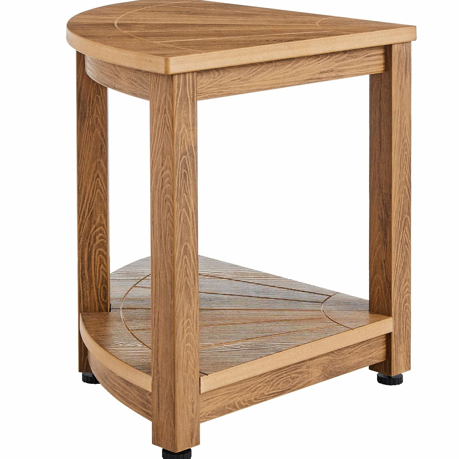 VEVOR Banc de Douche d'angle, 47,7 cm de Hauteur, 45 cm de Rayon, Tabouret de Douche Polystyrène Imitation Bois, Charge 159 kg avec Étagère de Rangement, Résistant à l'eau, pour Salle de Bain