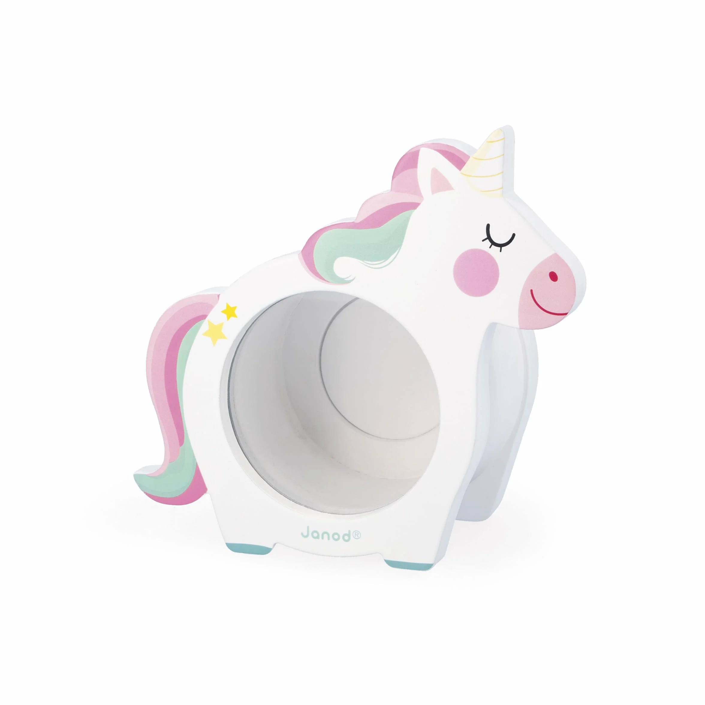 Janod Tirelire Licorne Enfant Bois FSC Ouverture Magnétique Transparente