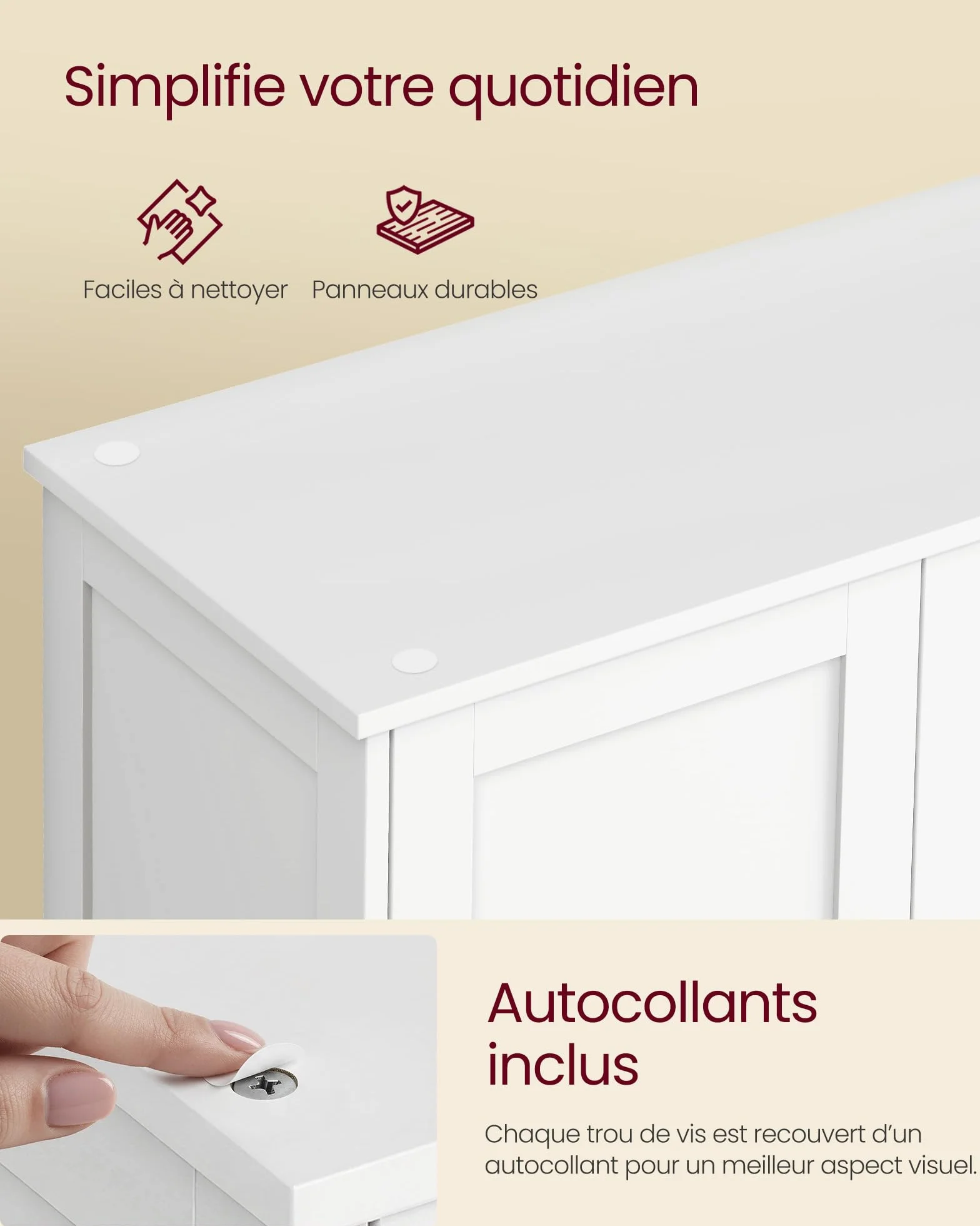 VASAGLE Meuble de Salle de Bain, Armoire de Rangement, Style Shaker, avec 2 Étagères Réglables, 4 Portes, Meuble Haut, pour Cuisine, Blanc Nuage BBC553WH01