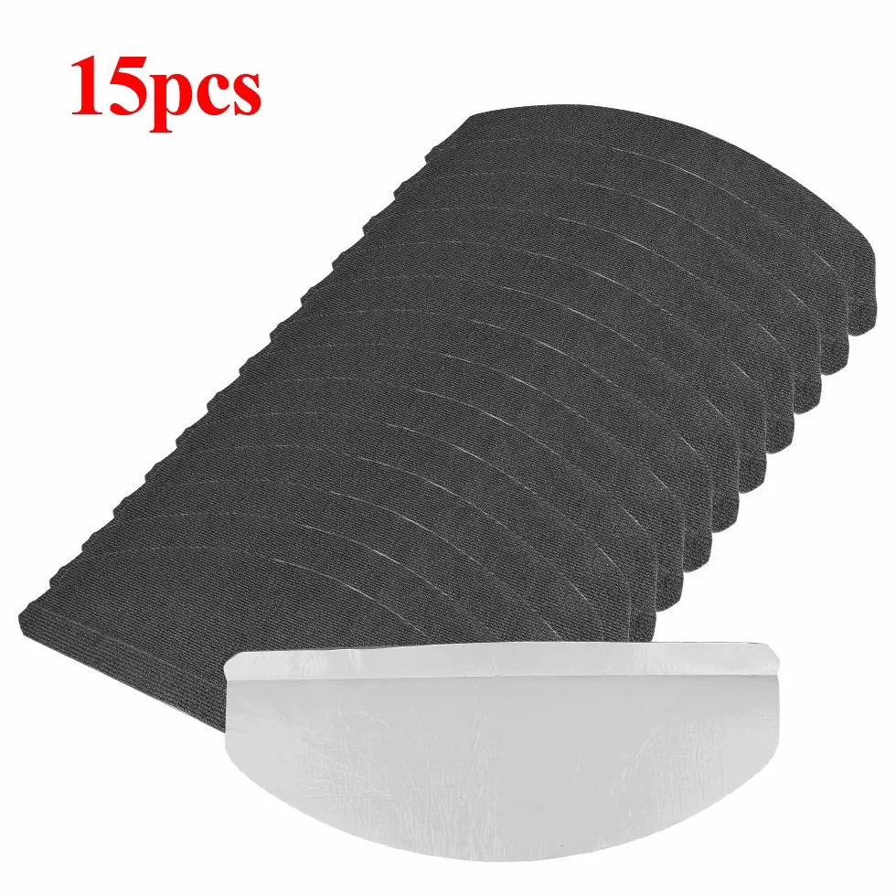 Set de 15 marchettes d'escalier antidérapantes semi-circulaires, Tapis de protection 65x21x4cm Noir