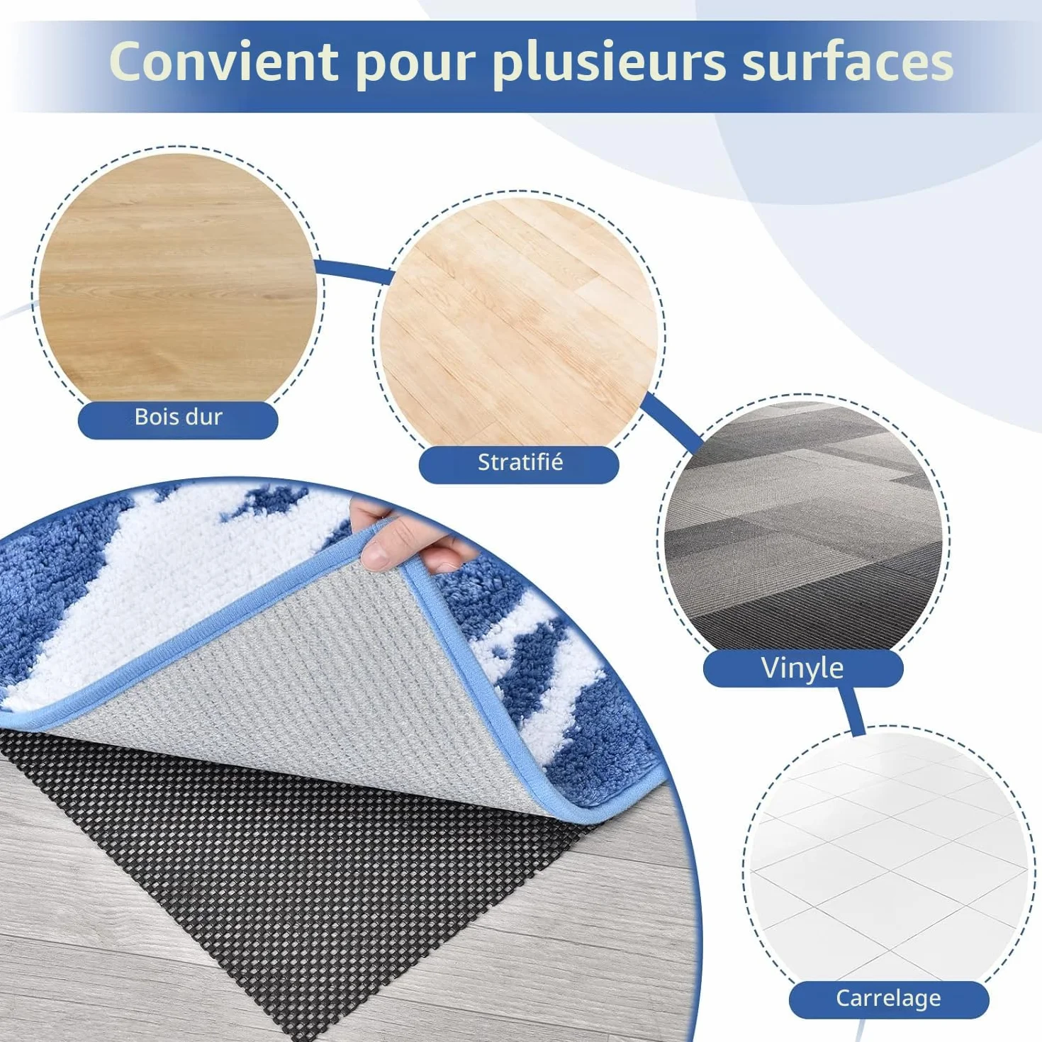 KAHEIGN Tapis Antidérapant PVC 50x200 cm Impérméable pour Maison Bureau Cuisine Salle de Bains Noir
