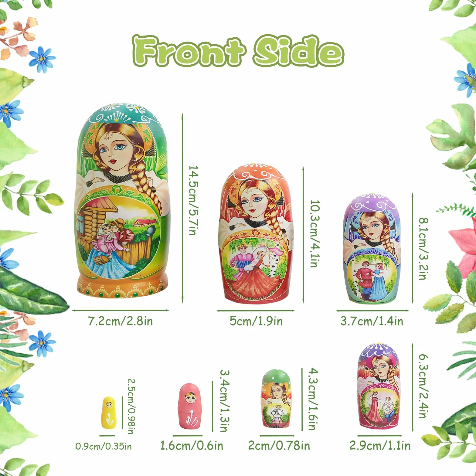Lot de 7 poupées Matriochka multicolores en bois traditionnelles russes Babushka pour enfants
