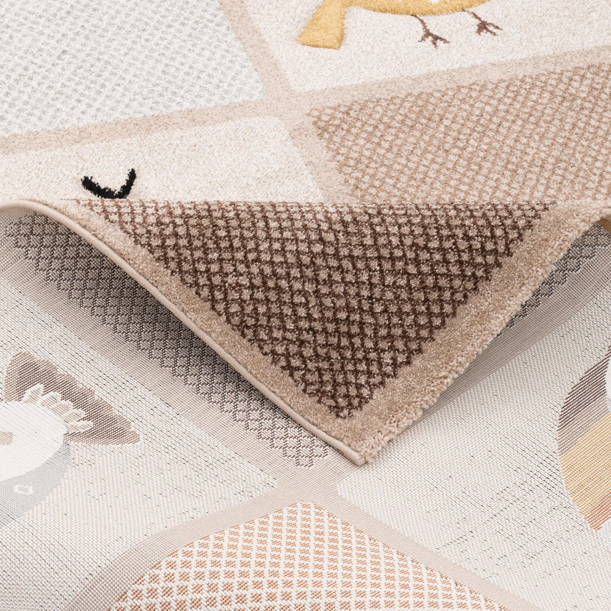 Pergamon Maui Kids Tapis Enfant Les Animaux de la Forêt Beige Marron 5 Tailles