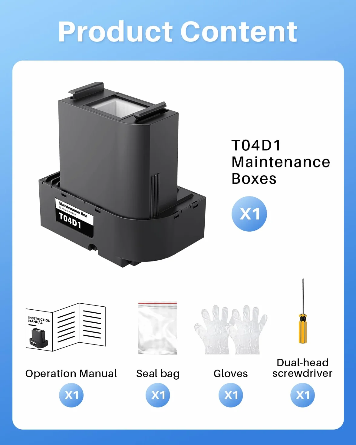 Skydo T04D1 Boîte de maintenance compatible Epson C13T04D100 pour imprimantes ET-4750 ET-3750 ET-4850 ET-15000 ET-3700