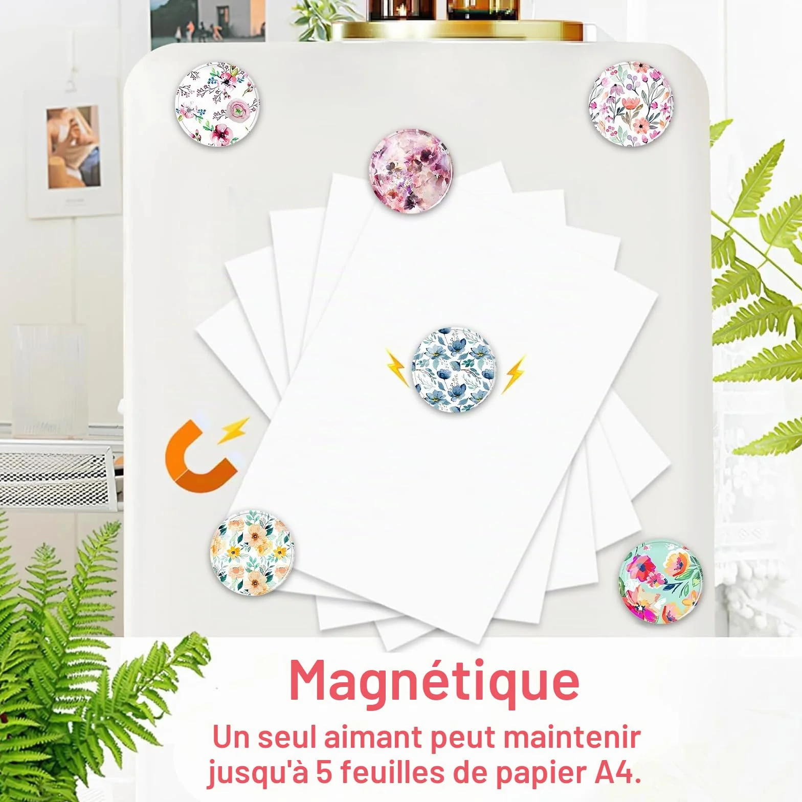 Aimants en Verre Fleurs Mignonnes Colorées pour Réfrigérateurs Tableaux Blancs Cuisines Bureaux