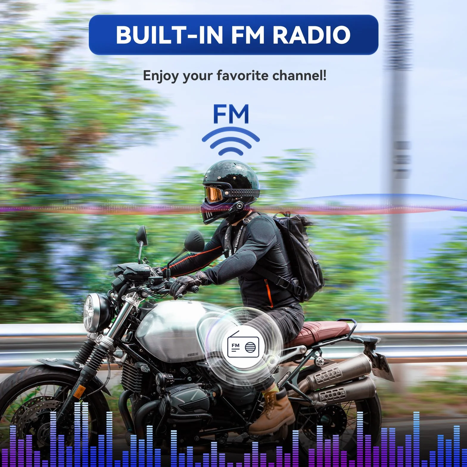LEXIN G2P Motocyklowe Zestawy Słuchawkowe Bluetooth, 2-6 osób Motocyklowy System Komunikacji Bluetooth Domofon,Waterproof, FM Radio, Pojedyncze opakowanie