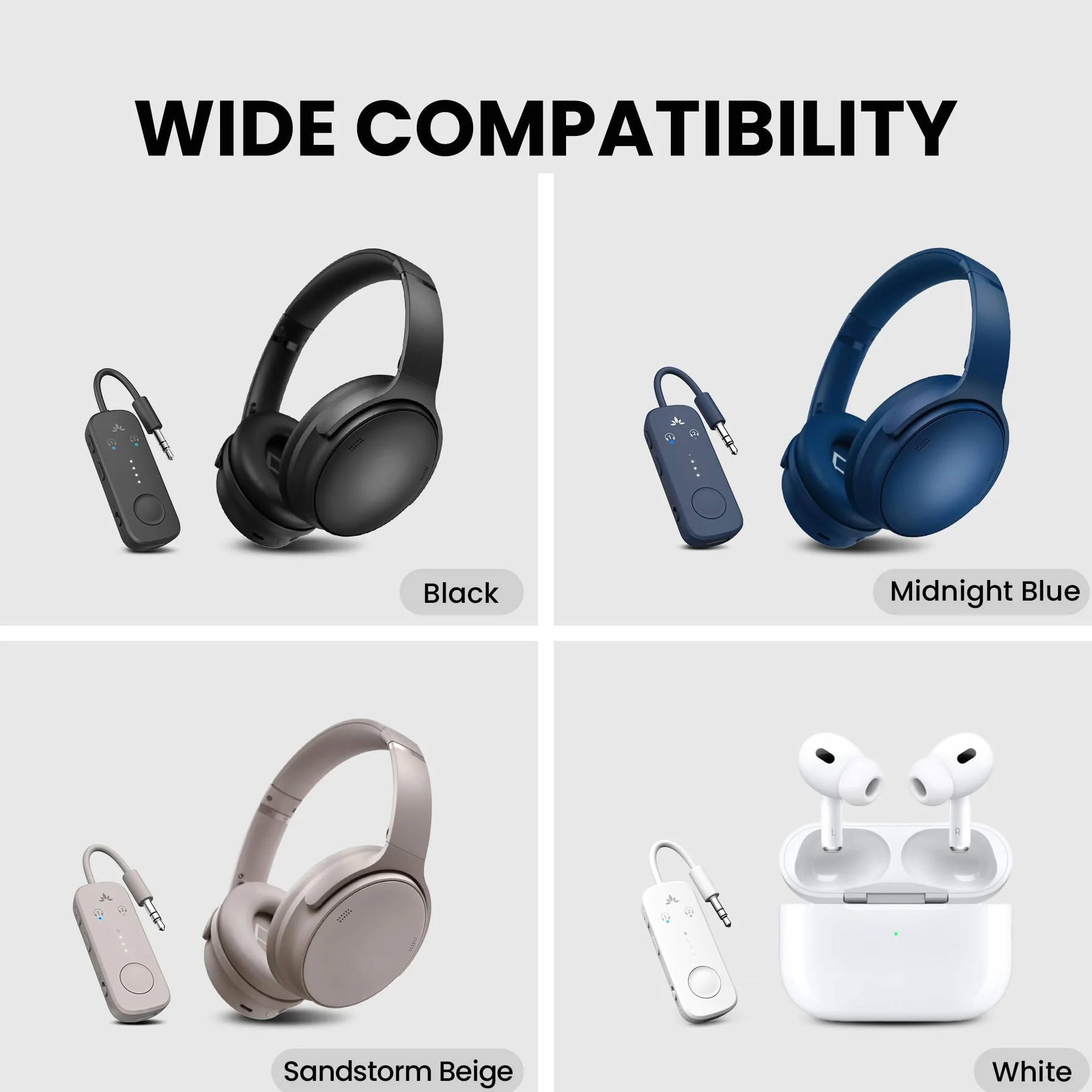 Avantree Relay – adapter Bluetooth do samolotu z chipsetem Qualcomm, obsługa 2 słuchawek, 25 h pracy, aptX Adaptive i HD audio, nadajnik dla AirPods, Bose i podróży lotniczych