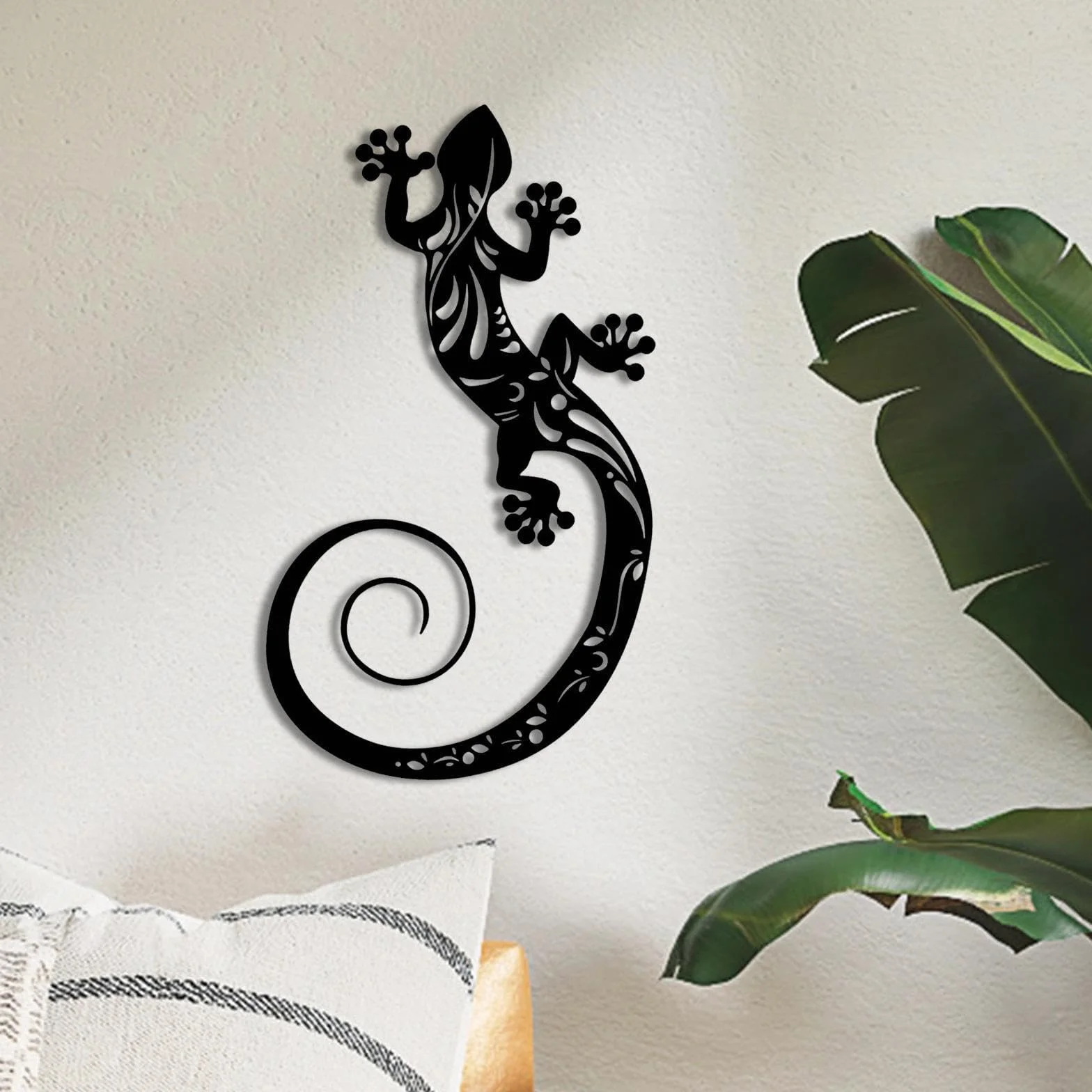 Sharplace Décoration Murale Métal Lézard, Sculpture Salamandre Exterieur pour Patio Jardin
