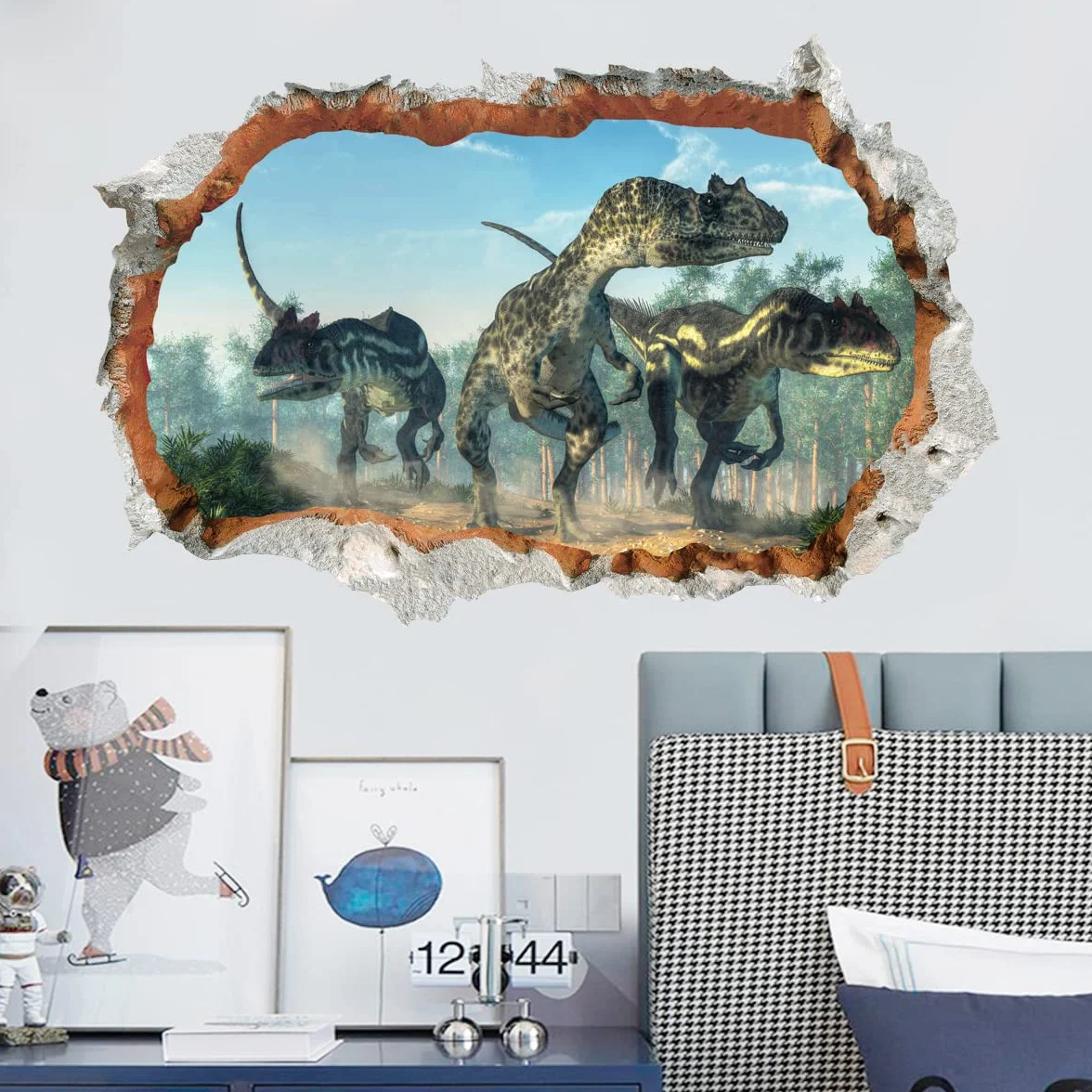 DINOSAURE 3D Autocollant mural XXL 60x90 cm Jurassic World Déco chambre garçon