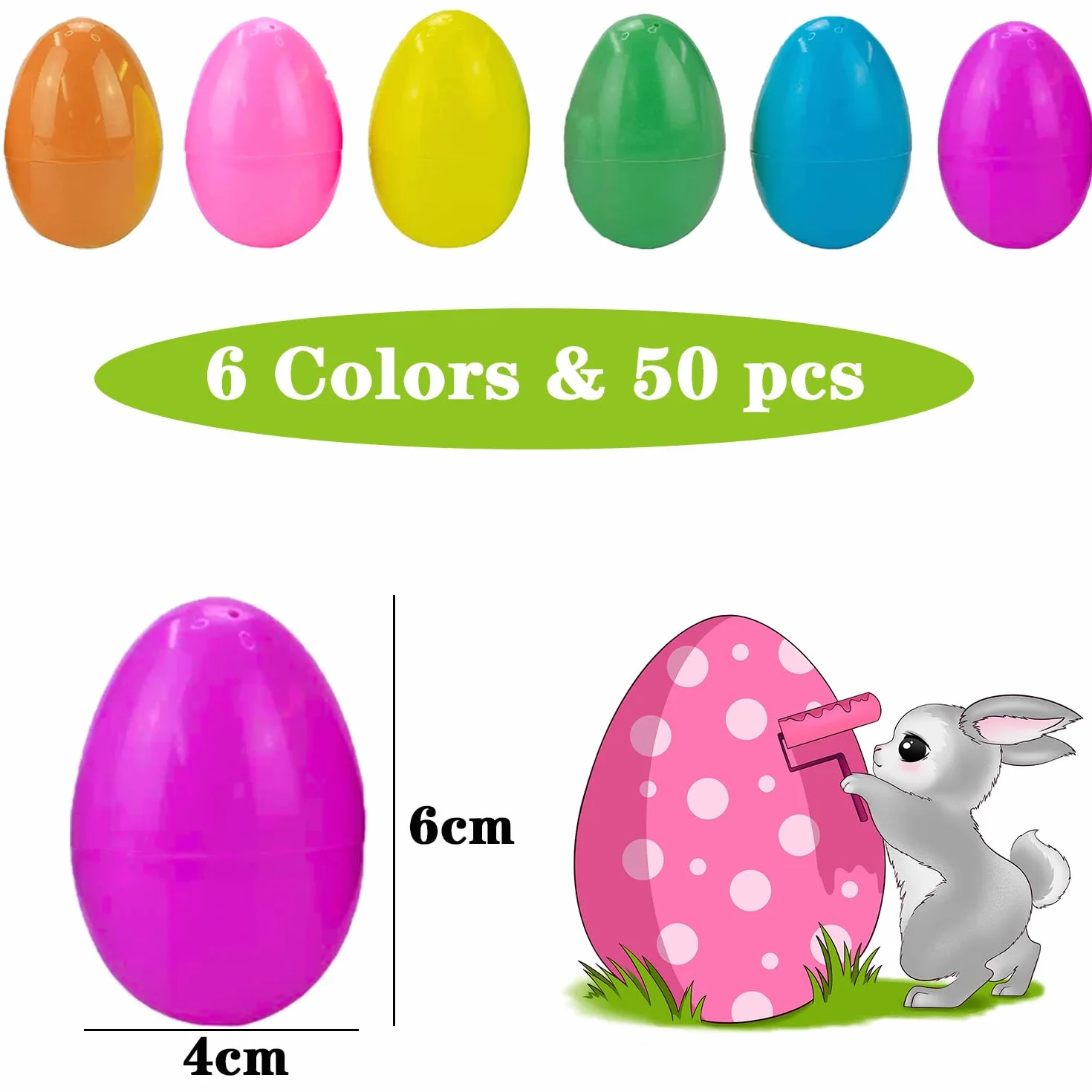 KEELYY 50 œufs de Pâques en plastique multicolores à remplir pour cadeaux et bonbons