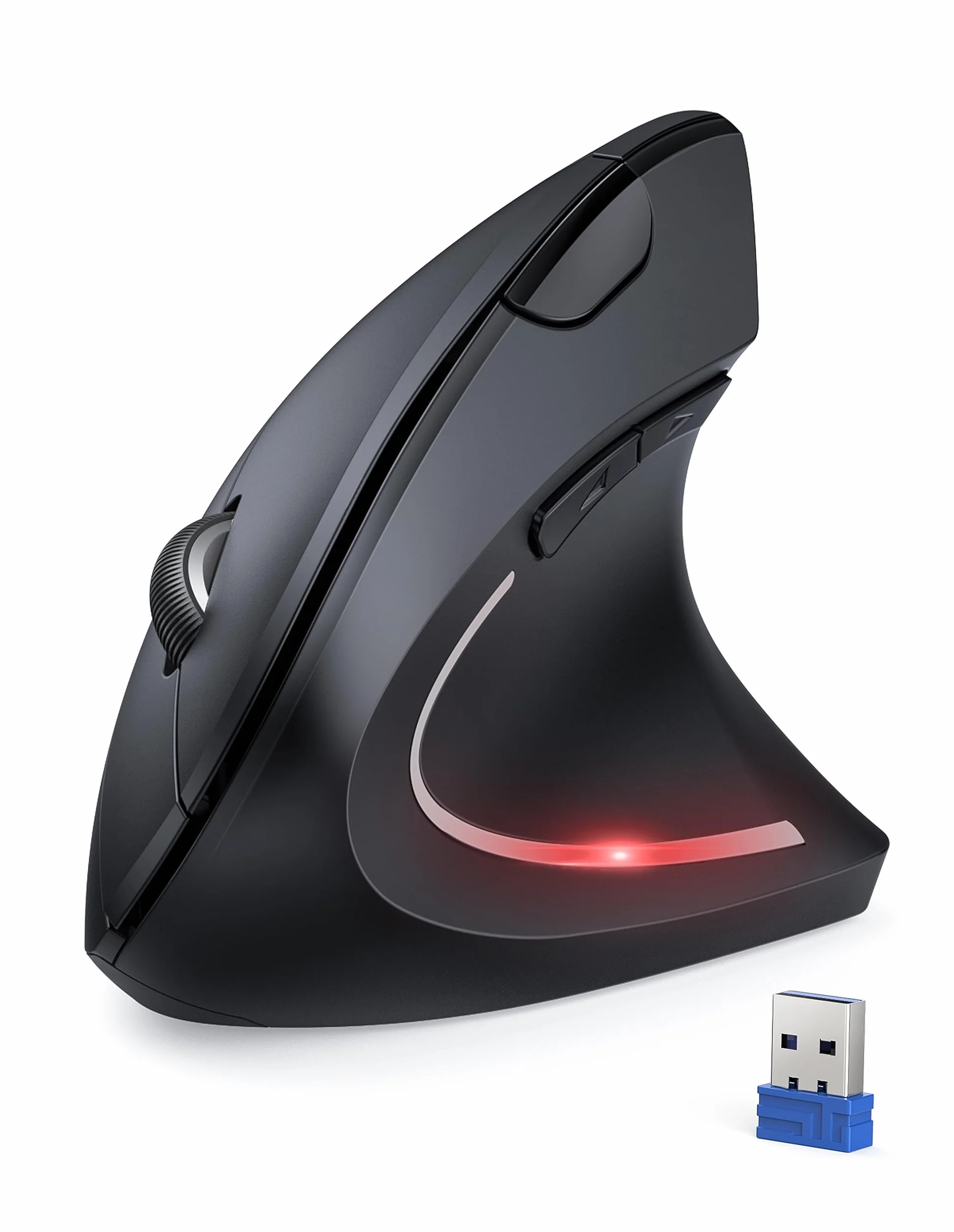 TECKNET Souris Ergonomique sans Fil 2.4G, Silencieuse Verticale 4800 DPI Réglable 6 Boutons LED