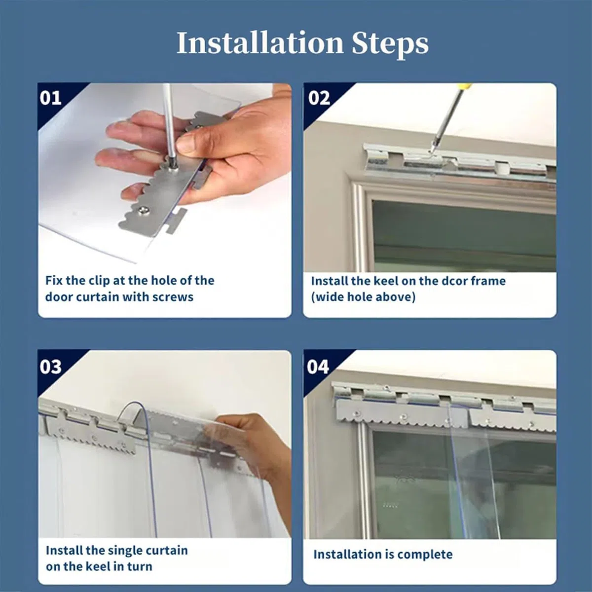 Rideau en PVC - Kit industriel transparent pré-installé - Pour écuries, clôtures, halls - 150-300 cm de hauteur x 75-300 cm de largeur