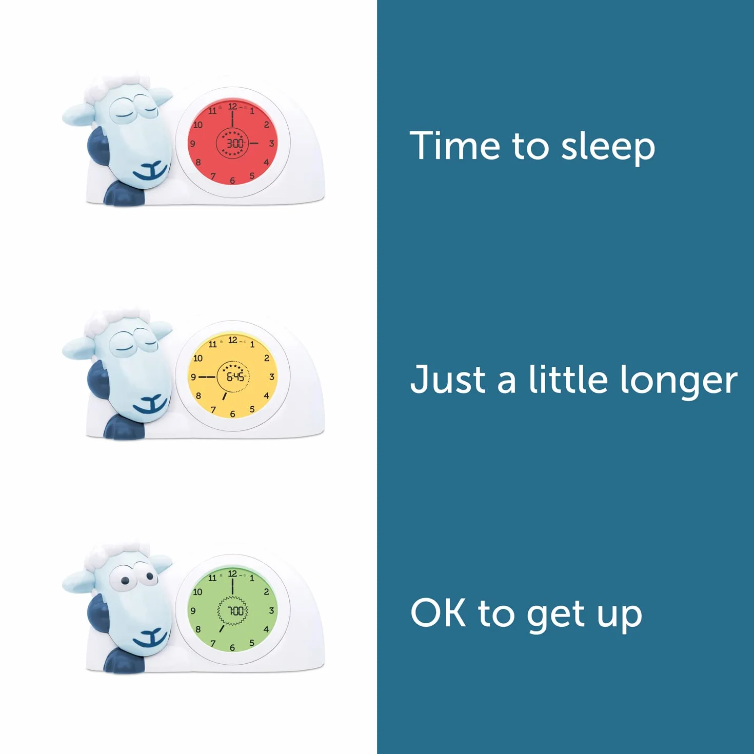 ZAZU Horloge Sam l'Agneau - Horloge d'Entraînement au Sommeil et Veilleuse pour Enfants | Réveil lumineux | Luminosité réglable