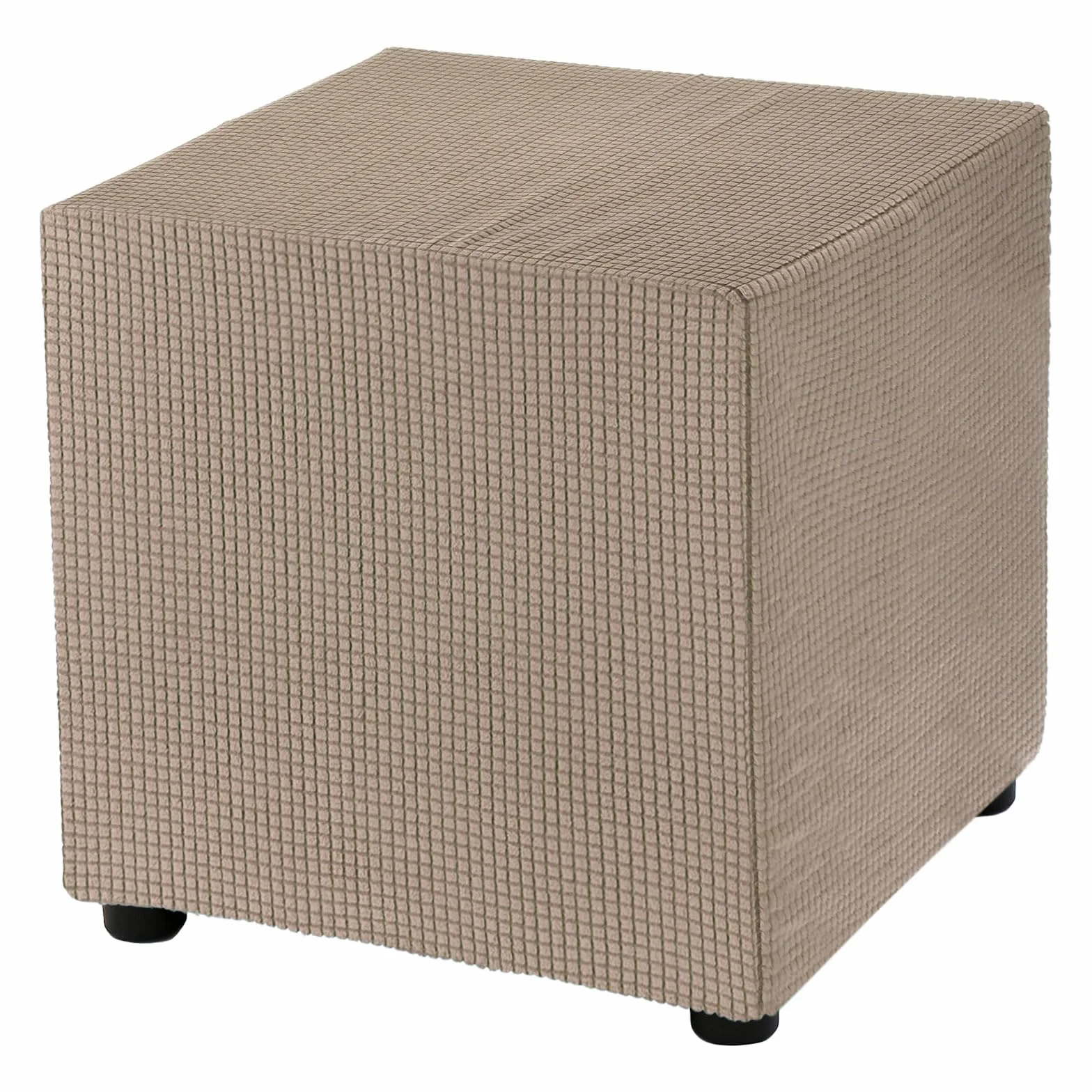 Sourcing Map Housse de pouf carré extensible lavable 45,7 x 45,7 x 45,7 cm Marron clair