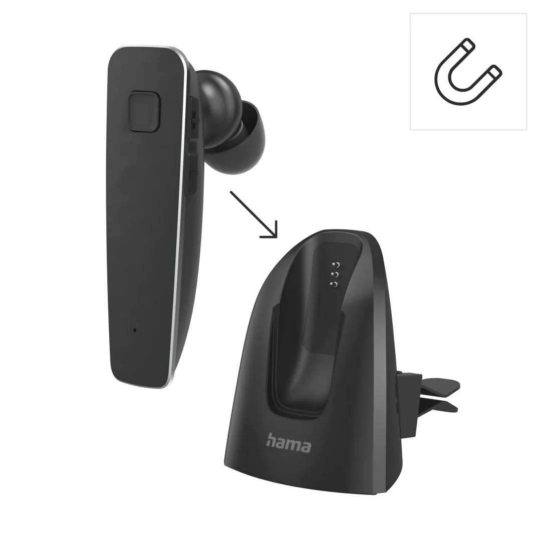 Hama Zestaw słuchawkowy Bluetooth "MyVoice2100", One-Ear (Mono Headset Bluetooth 5.0, akumulator 80 h, bezprzewodowy zestaw słuchawkowy do 2 urządzeń, pałąk na ucho S/L, idealny dla osób noszących