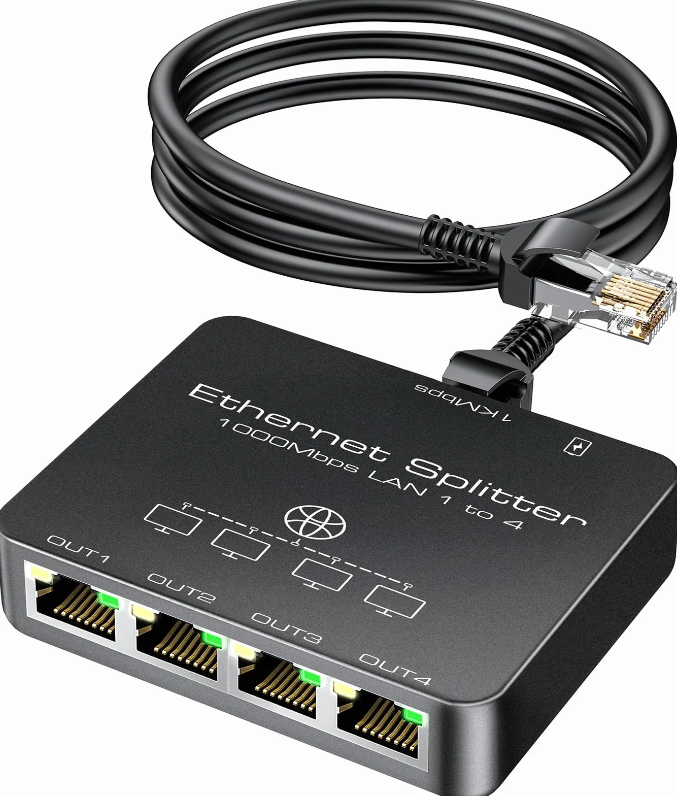 KiWiBiRD Switch répartiteur ethernet 4 Port 1000Mbps Cat 8 7 6 5e 5