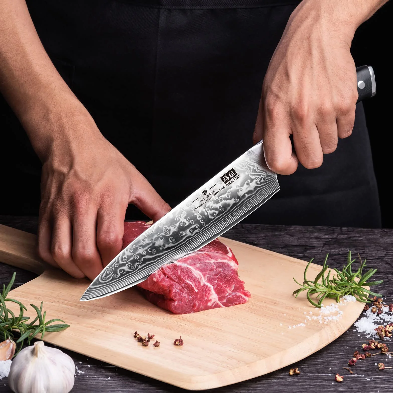SHAN ZU Couteau Japonais de Chef 20cm, Couteau Damas Acier Japonais 67 Couches, Poignée G10 PRO Series