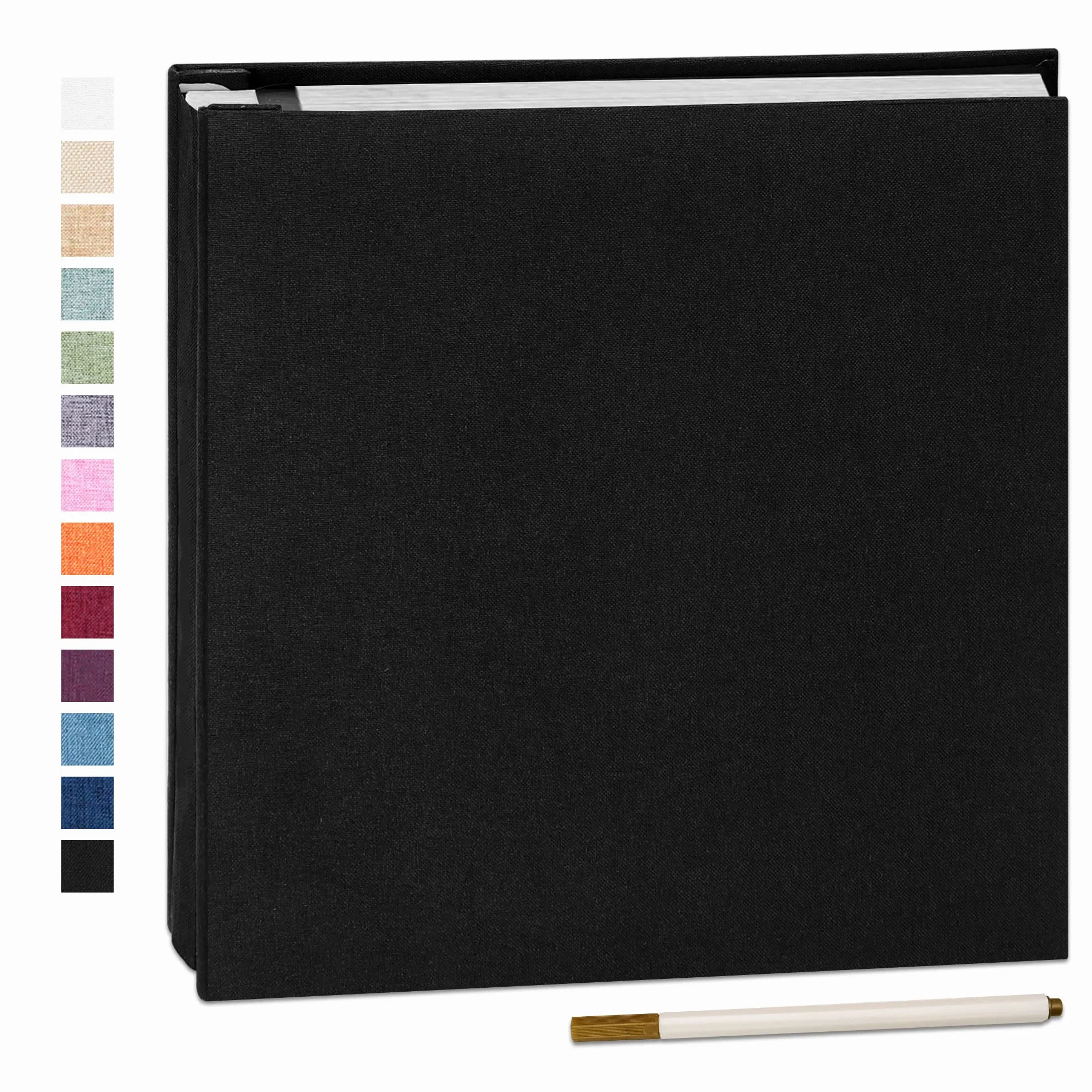 Album Photo Adhésif Couverture en Lin 33 x 32 cm Scrapbook DIY Noir