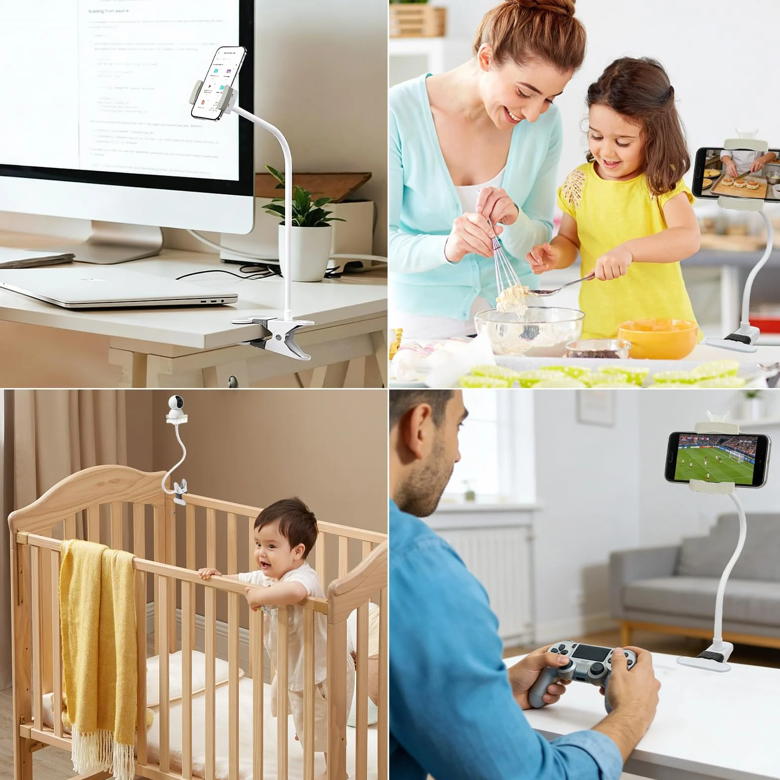 Uchwyt na kamerę o długości 40 cm, kompatybilny z HelloBaby Camera Holder, kompatybilny z GHB, elastyczny uchwyt do monitora, kompatybilny z Philips Avent, uchwyt na klem, stojak, uchwyt na