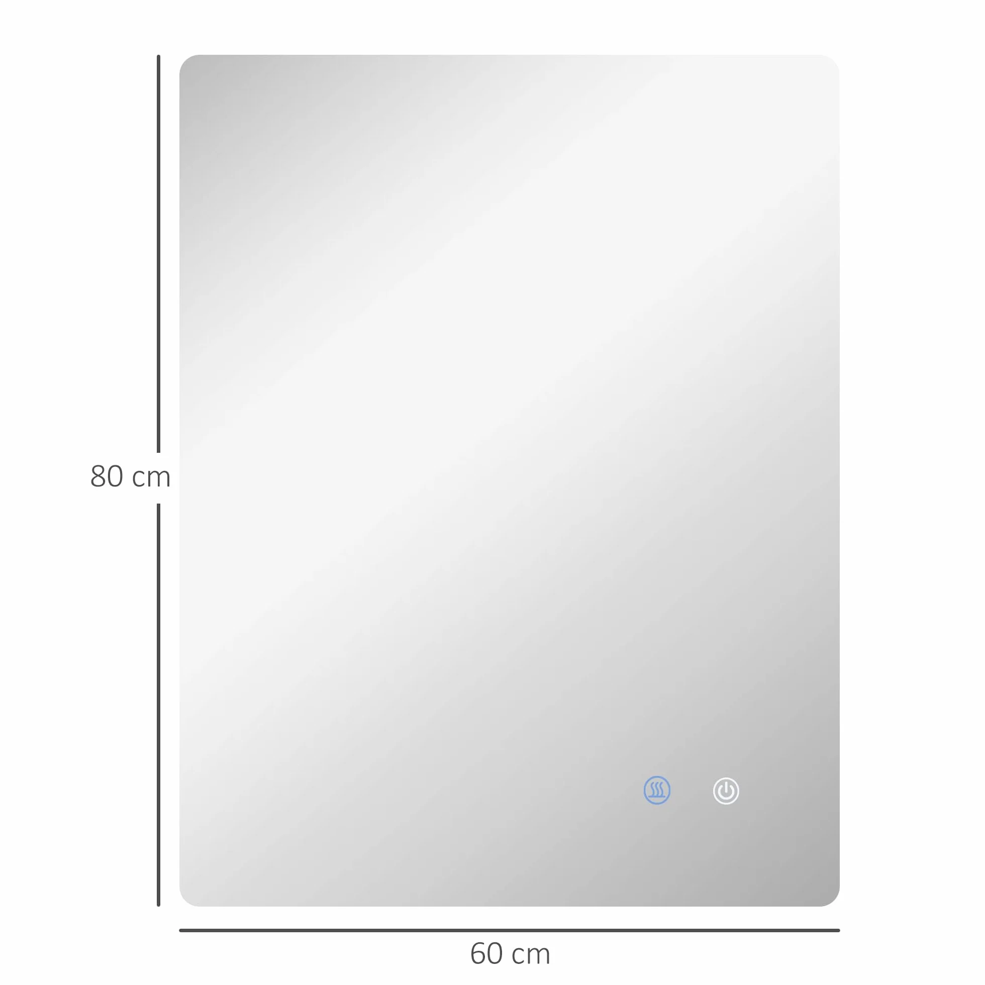 kleankin Miroir rectangulaire Mural Lumineux LED de Salle de Bain - 80 x 60 cm - 3 Couleurs, luminosité réglable Interrupteur Tactile système antibuée Blanc Transparent