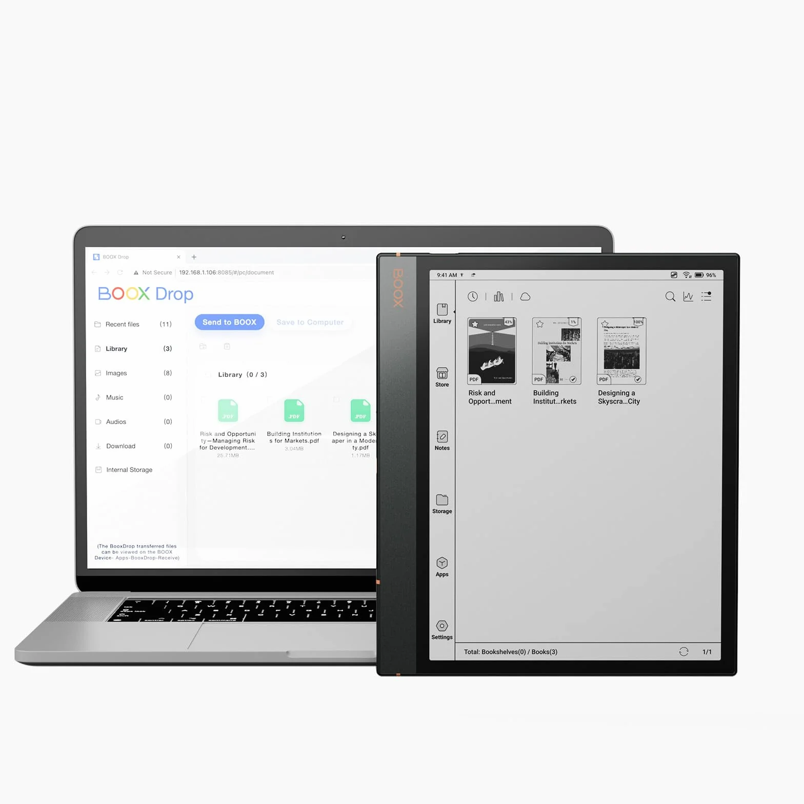 BOOX Tablet Note Air3 10.3 Cale Monochromatyczny ePapier Tablet 64 GB Android 12 E-ink G-Senser WiFi (227 ppi)