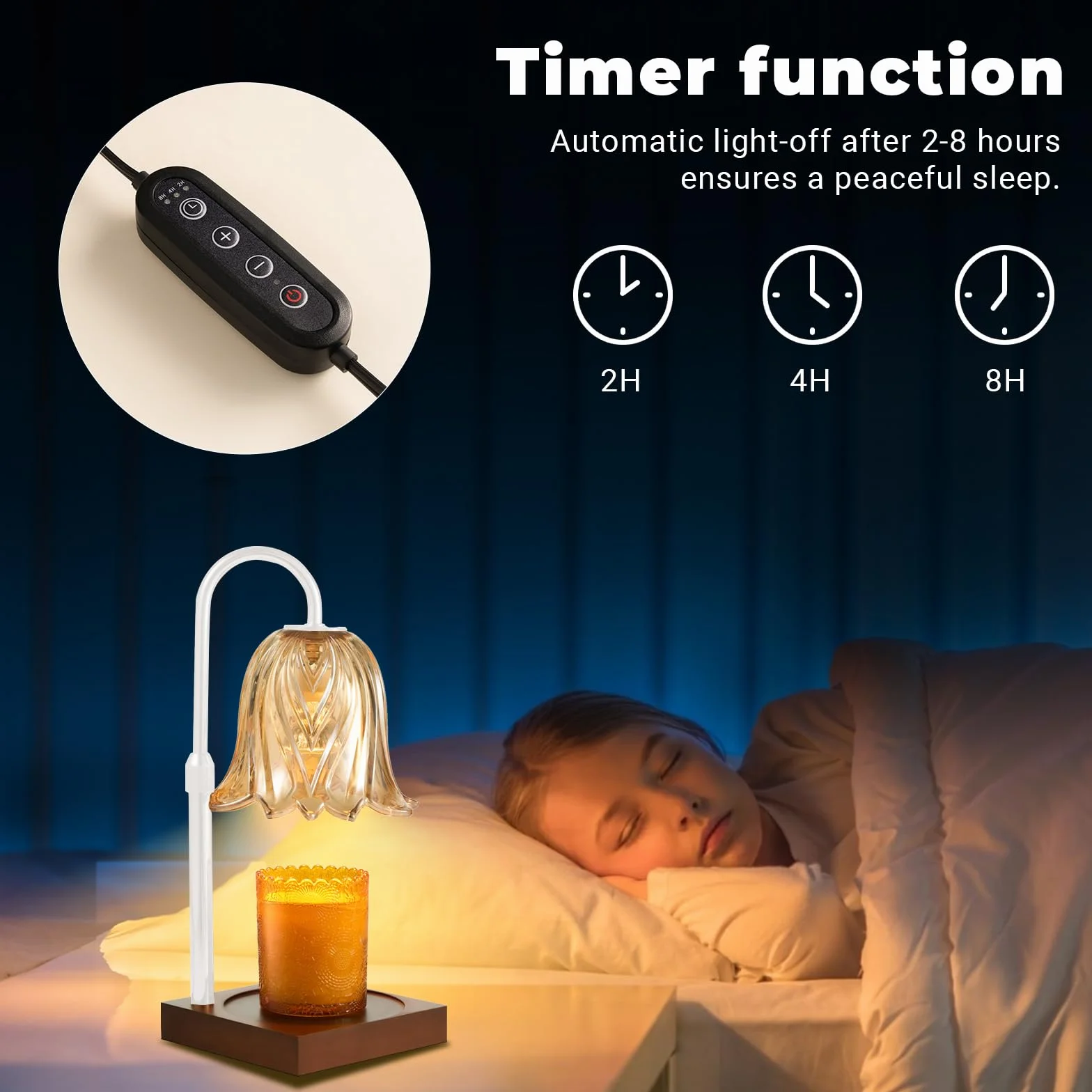 GODONLIF Lampe à réchauffer les bougies, Lampe à bougie dimmable, Hauteur réglable, Minuterie, Réchauffeur de cire décoratif pour la chambre et le salon avec 2 ampoules, Cadeaux pour la fête des mères