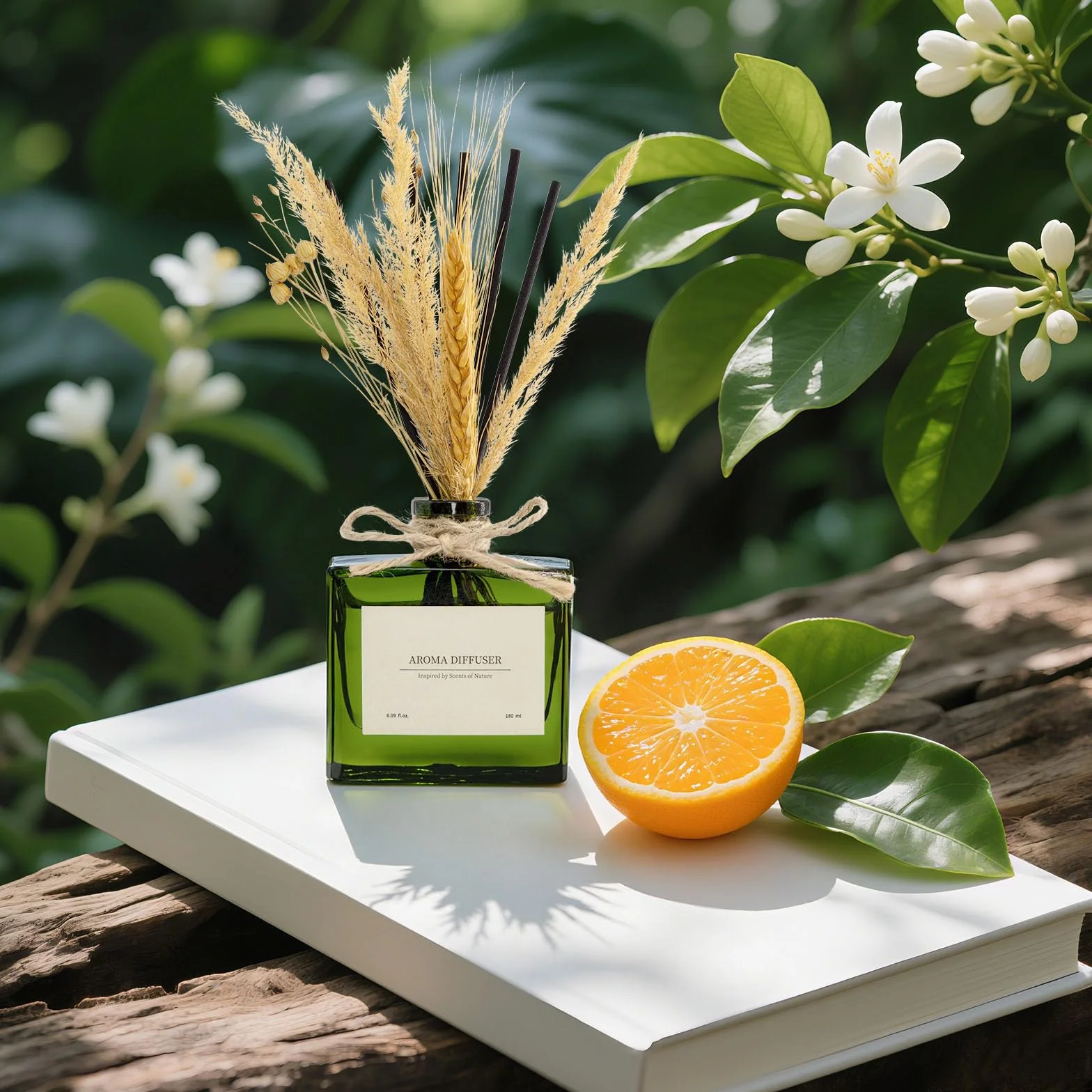 Diffuseur de Parfum Flower pour Bureau 120 Jours Citrus Energizing Scent avec 7 bâtonnets