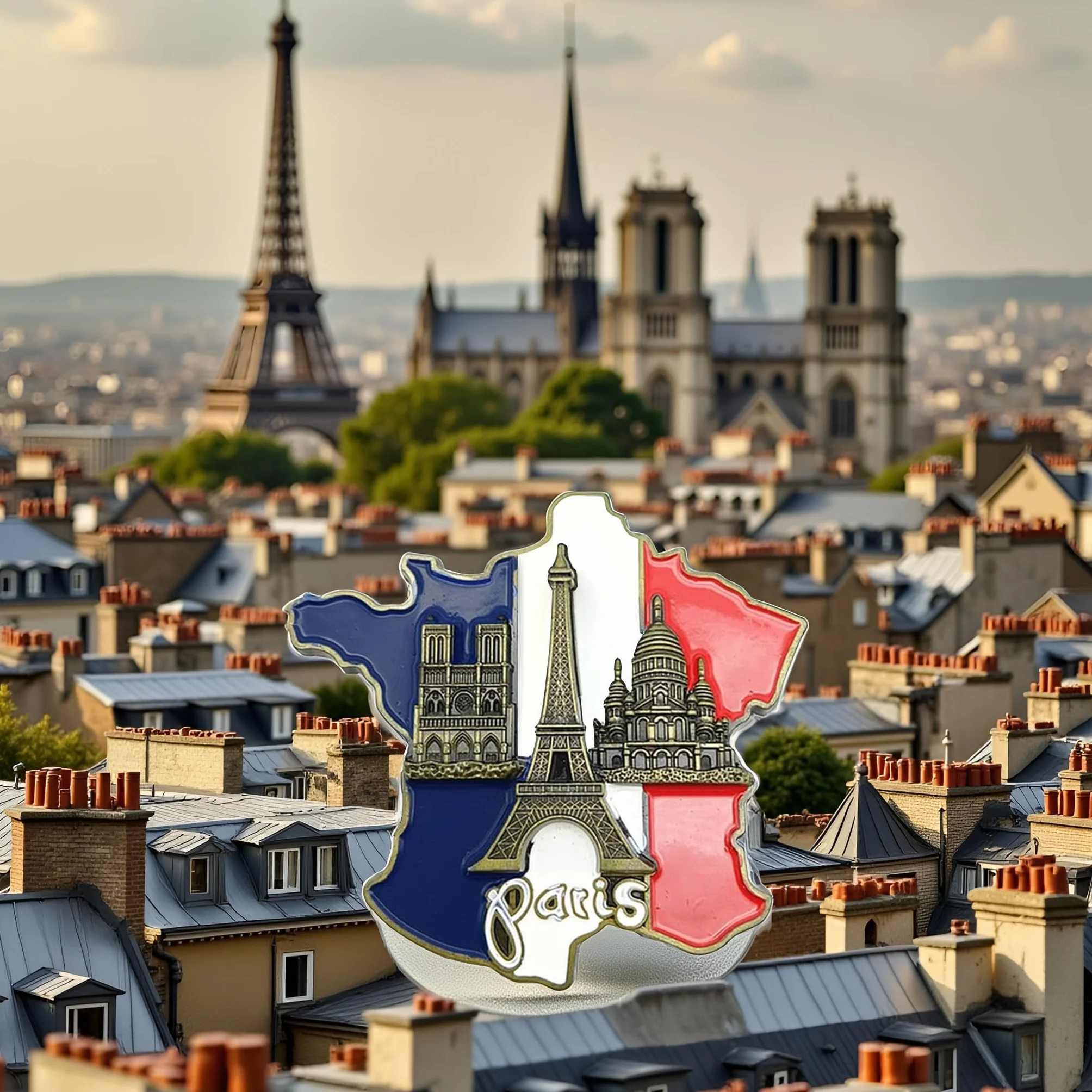 Autocollant multicolore aimants réfrigérateur carte France résine 3D Notre-Dame Paris accessoires
