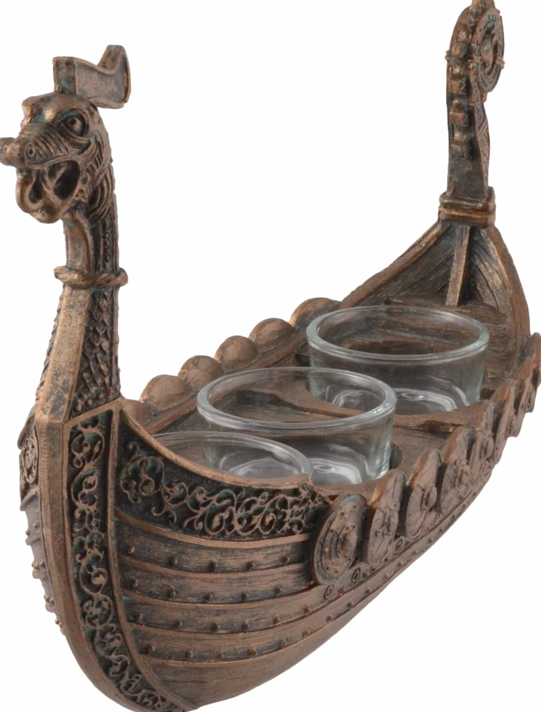 Drakar - Porte-bougies nordique (3 unités), design de bateau viking