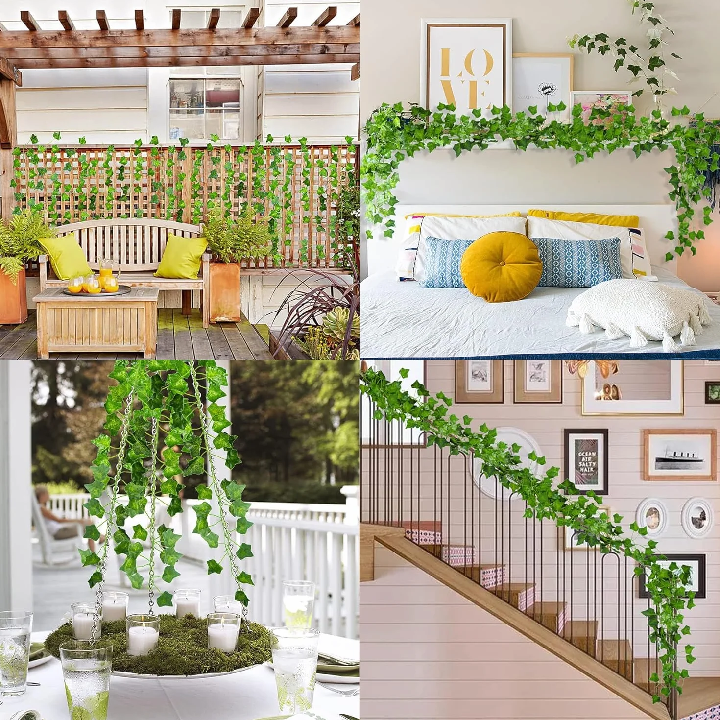 Lierre Artificielle Guirlande Vigne 2.2M, Plante Artificielle Extérieur Décoration Mariage