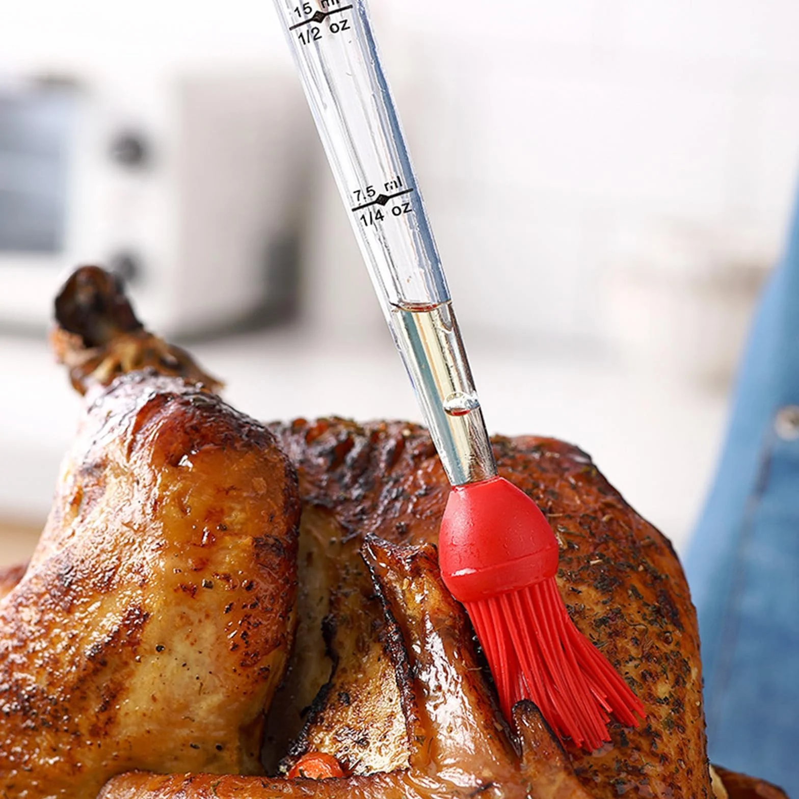Seringue à rôtir Poire à Sauce Poulet Turquie Barbecue avec Brosse de Nettoyage