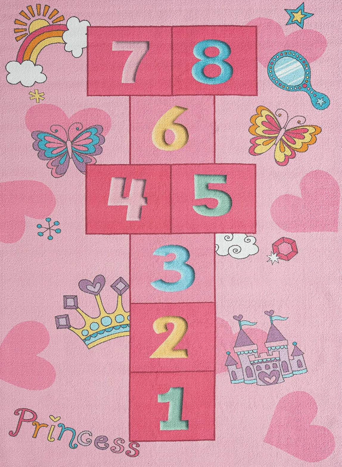 Happy Life Tapis de Jeu Lavable pour Enfant Motif Chiffres Rose 160 x 220 cm