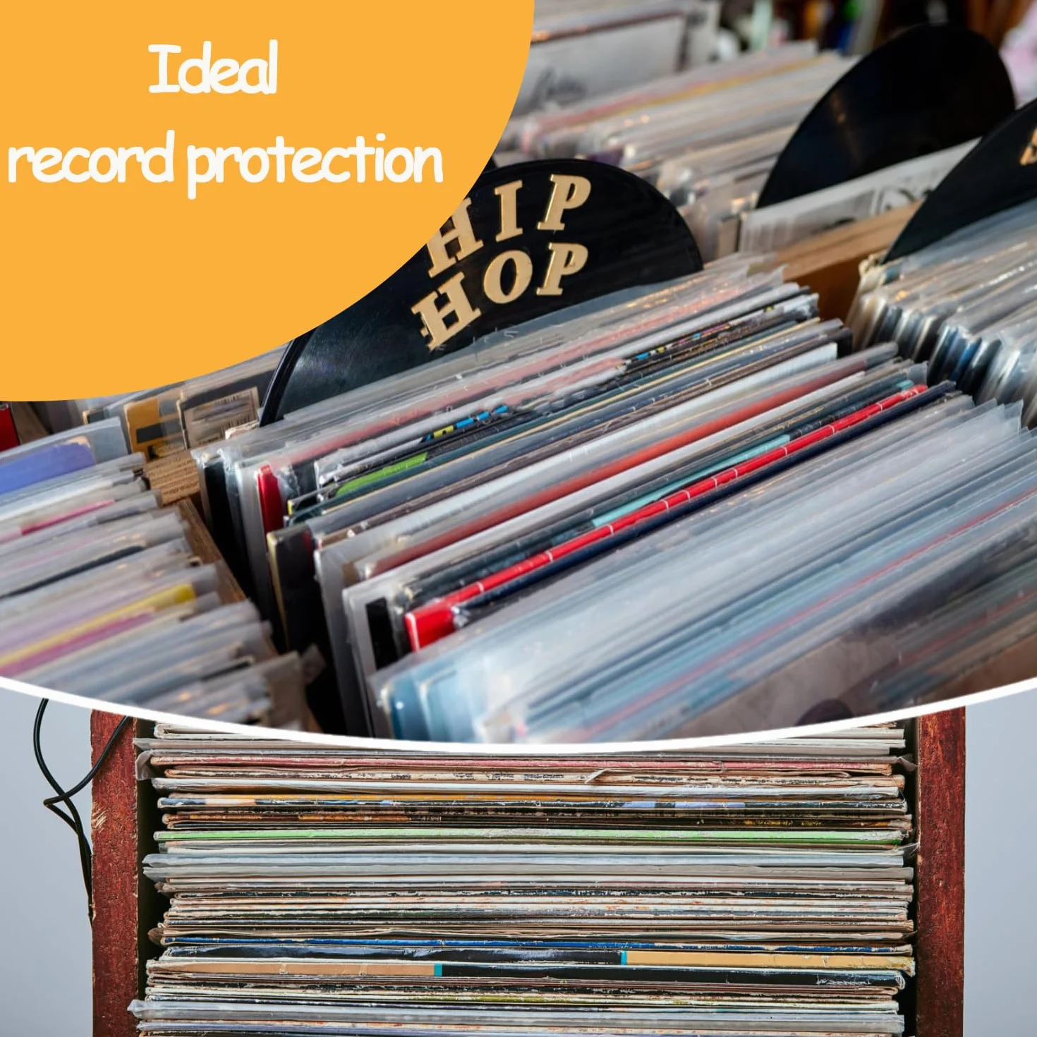 Lot de 50 Pochettes Vinyle Extérieur 10 Pouces, Protection Anti-Statique PP 27x27 cm