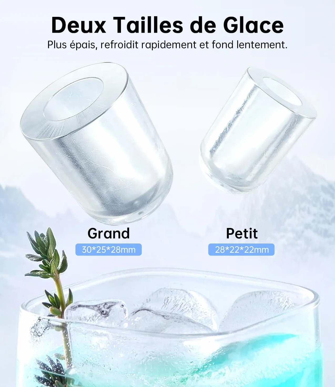 WIE Machine à glaçons, 15 kg de glaçons Ice Maker, 9 cubes en 6 min, Machine à glaçons avec poignée portable, Argent, Machine à glaçons pour la maison/cuisine/bureau/camping-car
