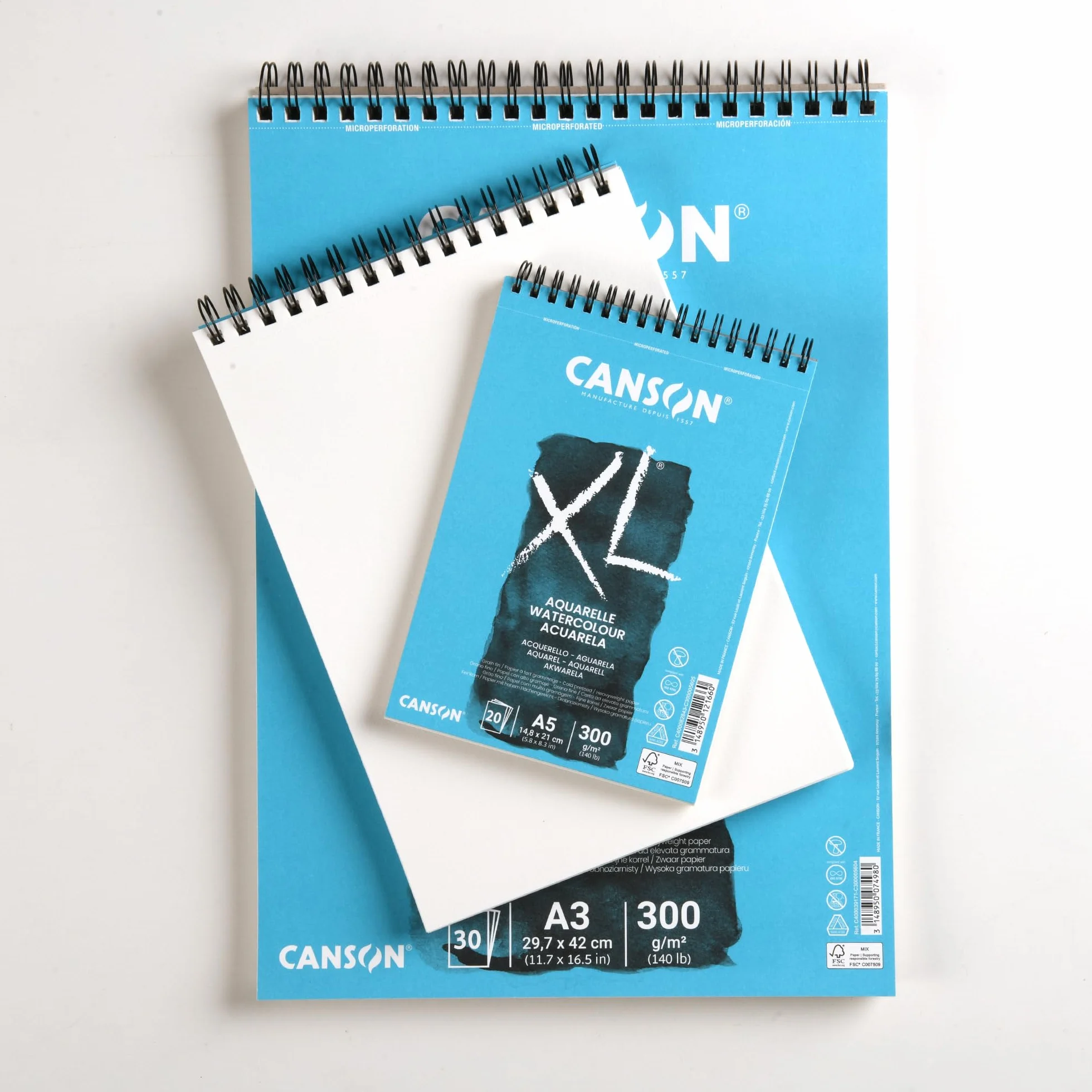 CANSON XL Aquarelle Album spiralé A3 300g/m² 30 feuilles Blanc