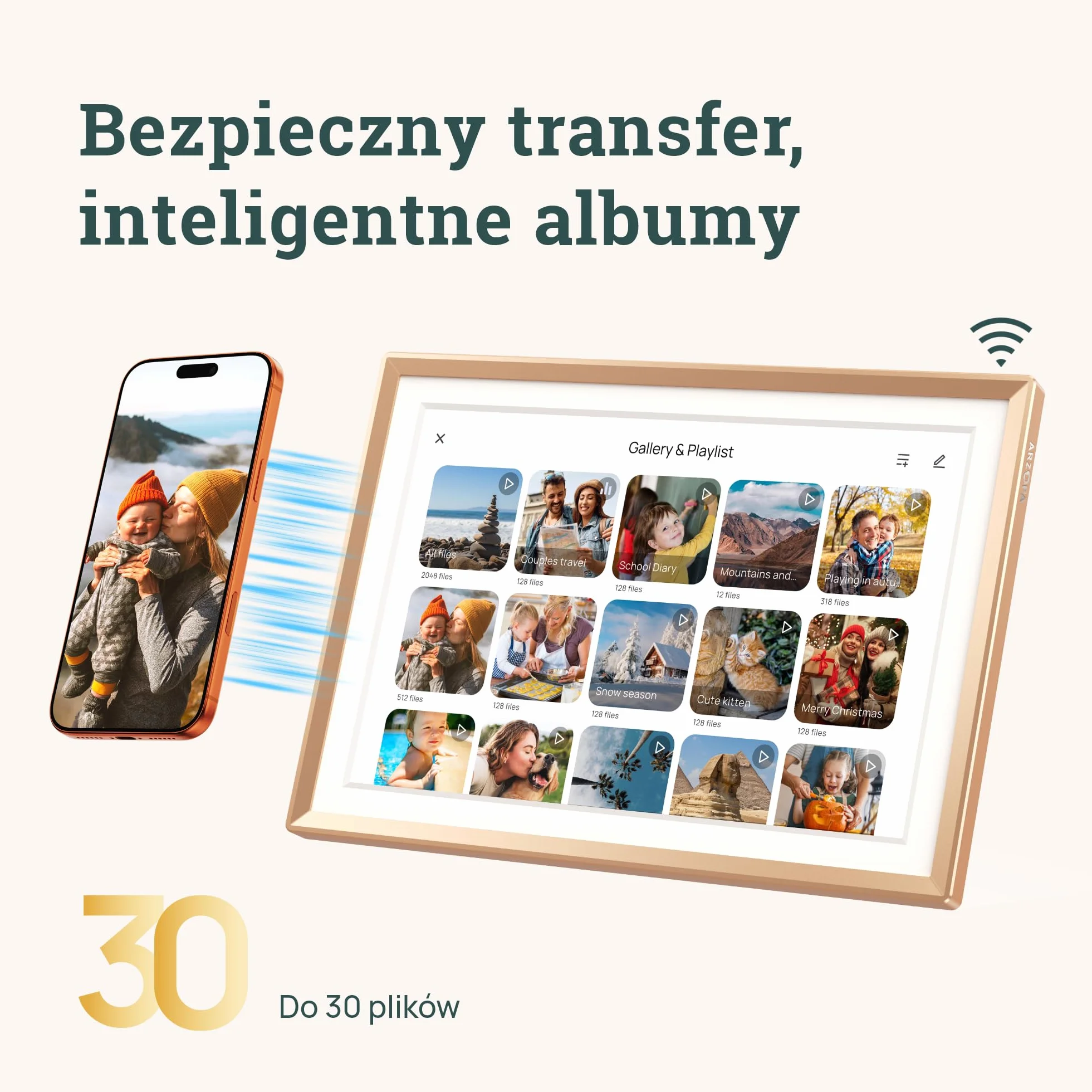 ARZOPA Cyfrowa Ramka na Zdjęcia WiFi 10,1" Nielimitowana Chmura Metalowa Ramka Cyfrowa HD IPS Ekran Dotykowy Bez Abonamentu Udostępniaj Zdjęcia/Filmy Zdalnie bez Limitu Idealny na Prezent - D10 GOLD